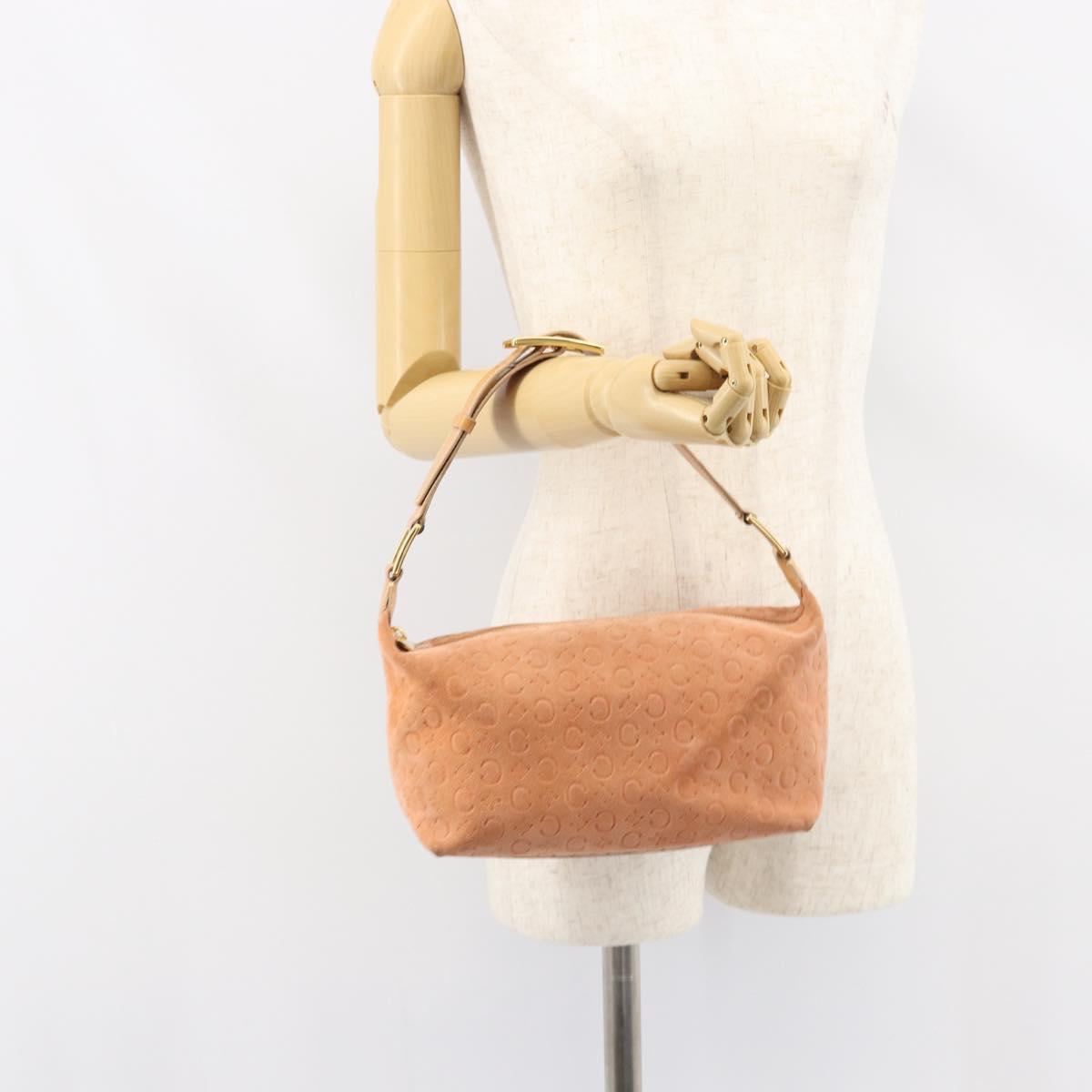 CELINE C Macadam Canvas Shoulder Bag Suede Orange Gold Auth yk20033