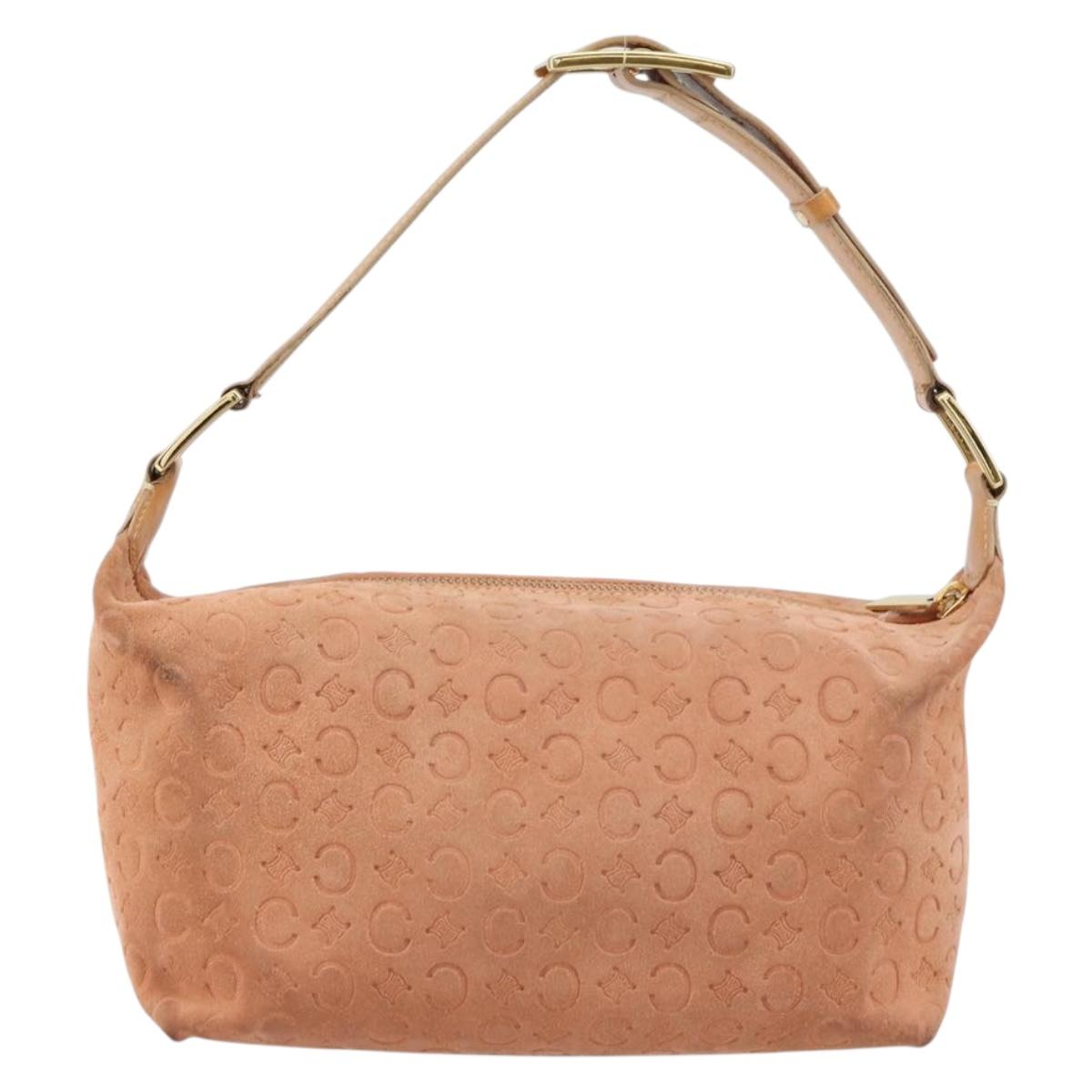 CELINE C Macadam Canvas Shoulder Bag Suede Orange Gold Auth yk20033