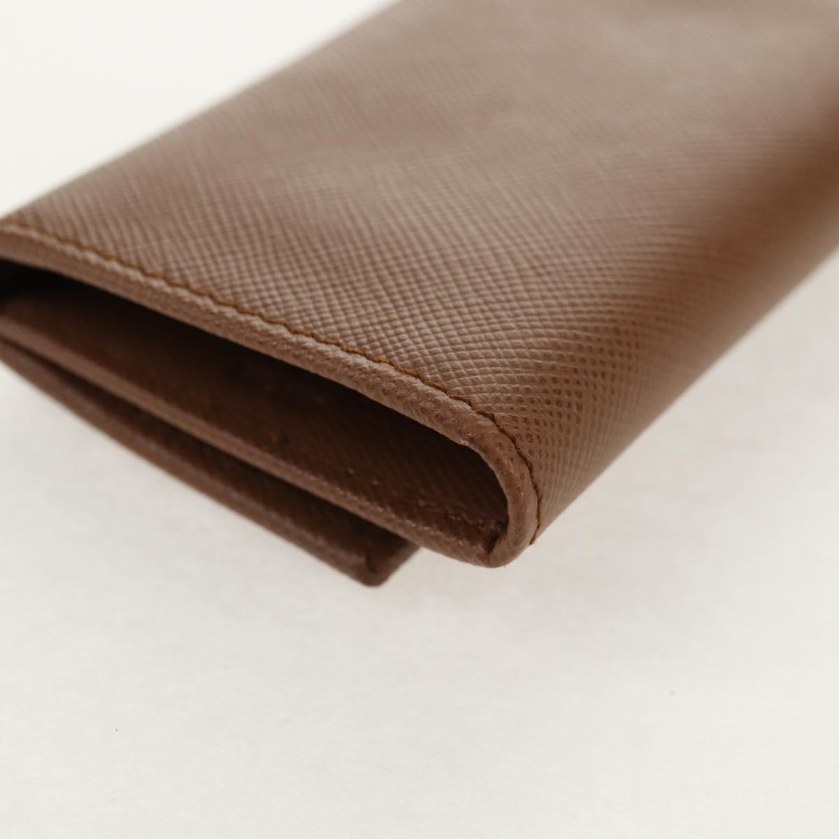 PRADA Key Case Safiano leather Brown Auth yk20038V