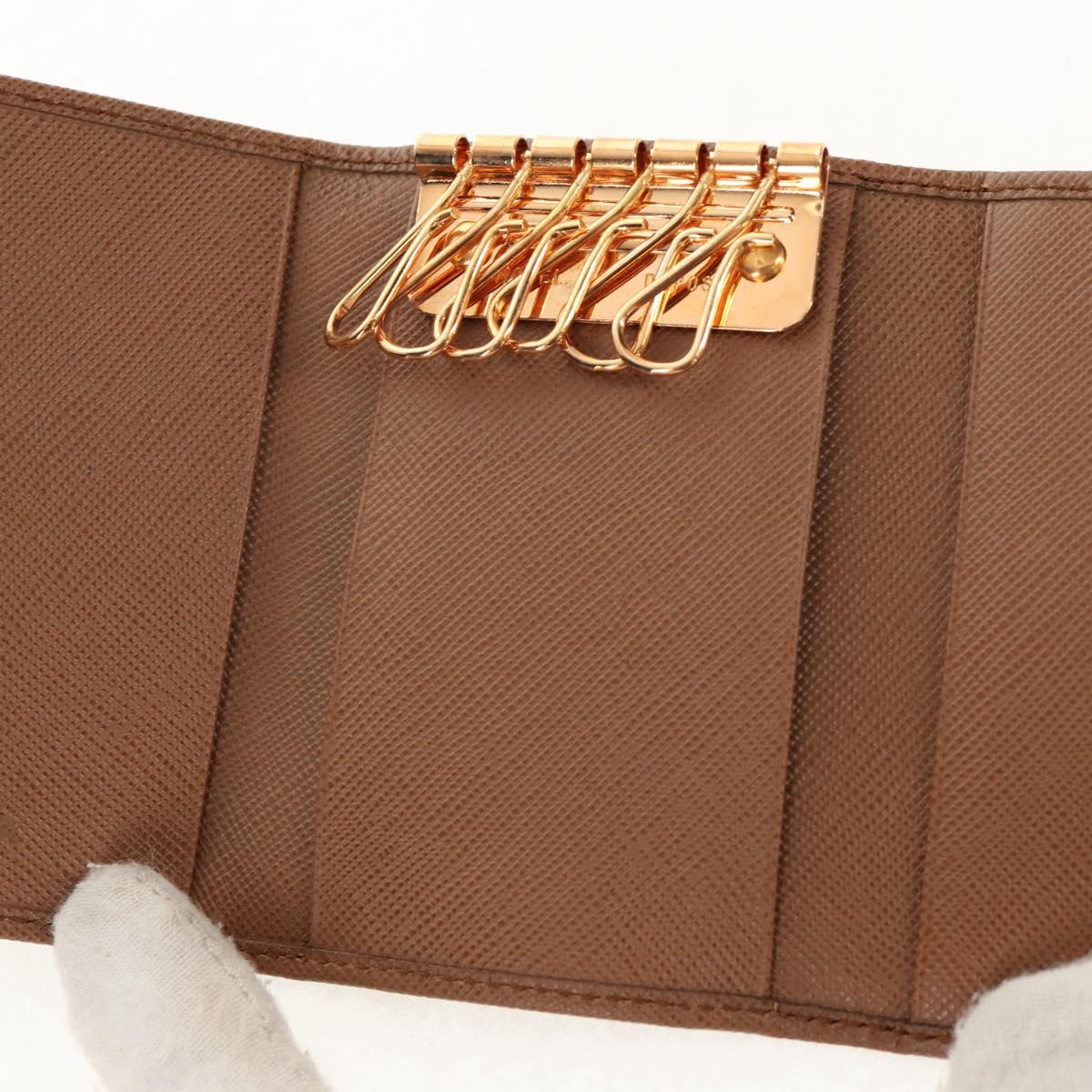 PRADA Key Case Safiano leather Brown Auth yk20038V