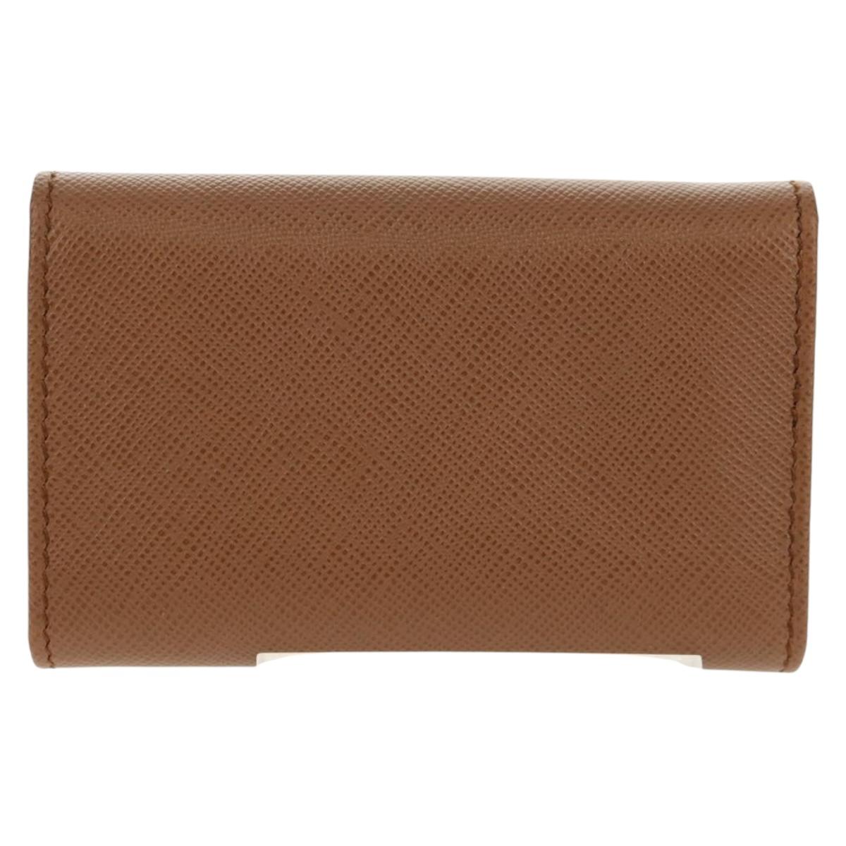 PRADA Key Case Safiano leather Brown Auth yk20038V