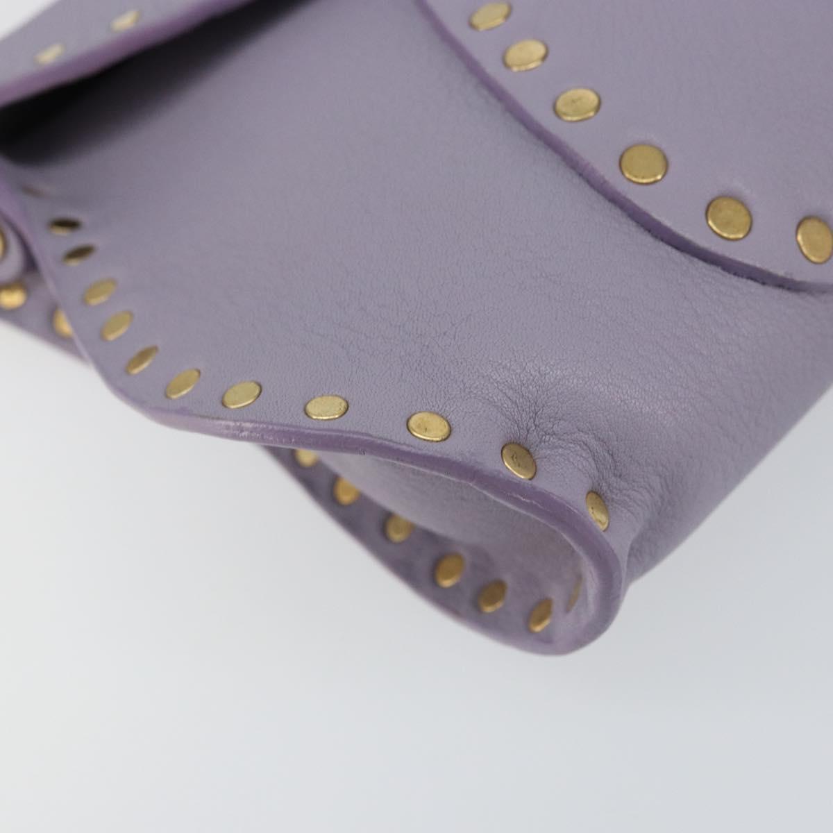 CELINE Studs Shoulder Bag Leather Purple Gold Auth yk20039