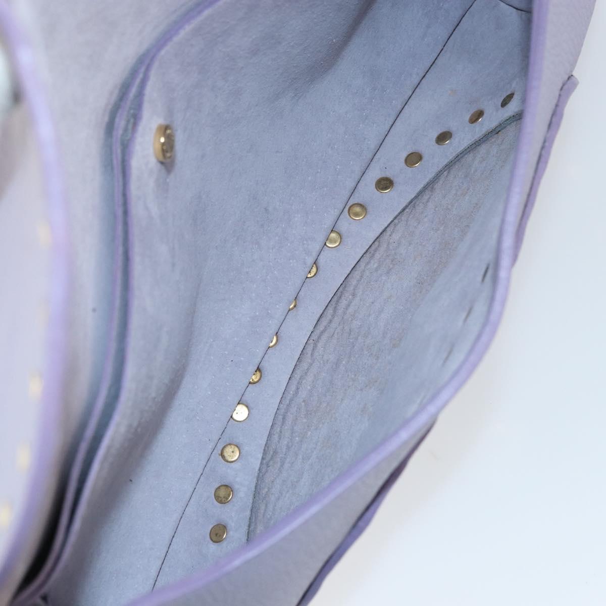 CELINE Studs Shoulder Bag Leather Purple Gold Auth yk20039