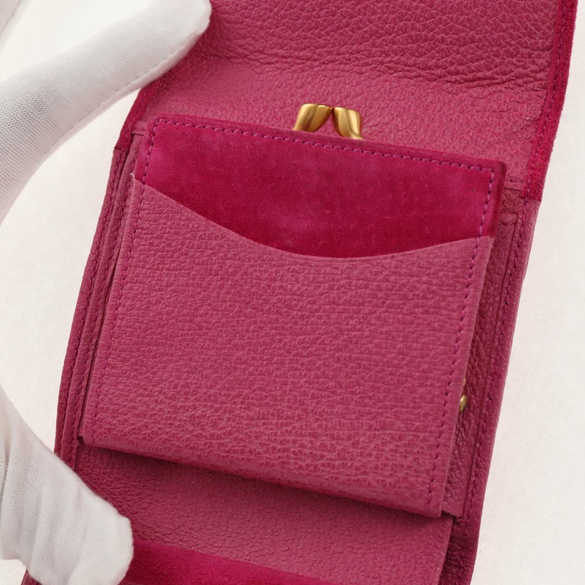 GUCCI Bamboo Wallet Suede Pink Gold 035 0959 1861 0 Auth yk20042V