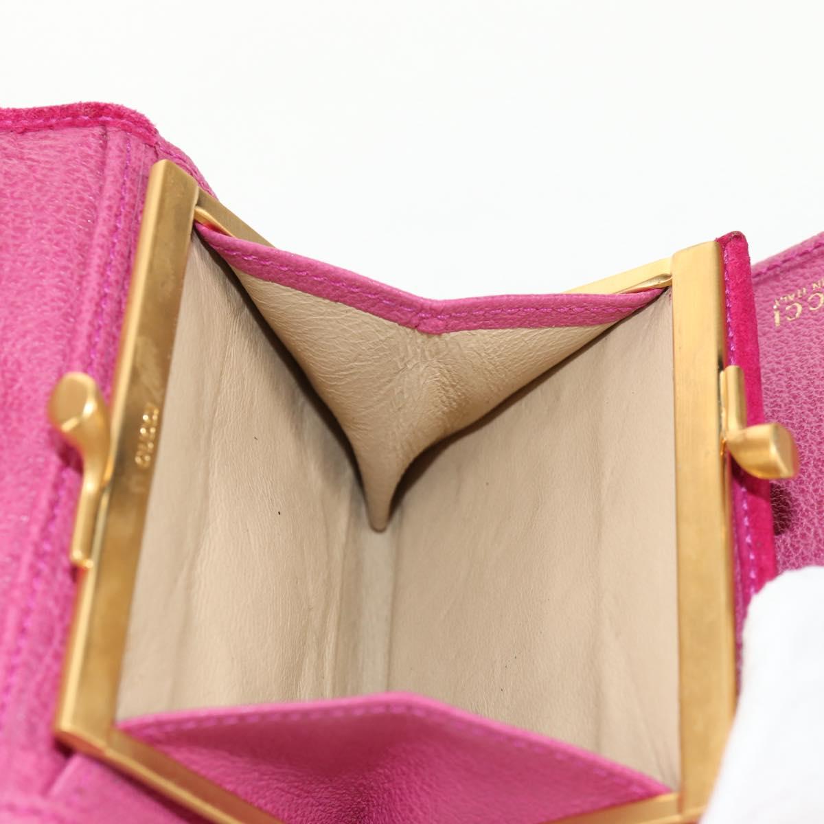 GUCCI Bamboo Wallet Suede Pink Gold 035 0959 1861 0 Auth yk20042V