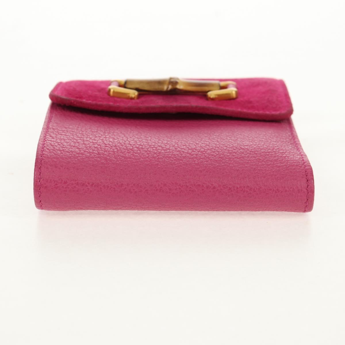 GUCCI Bamboo Wallet Suede Pink Gold 035 0959 1861 0 Auth yk20042V