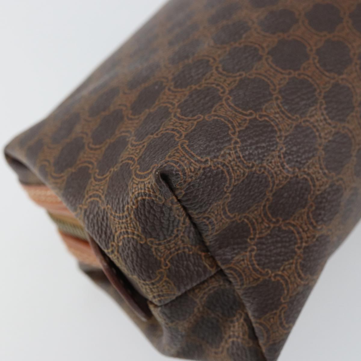 CELINE Macadam Canvas Pouch PVC Leather Brown Gold Auth yk20043