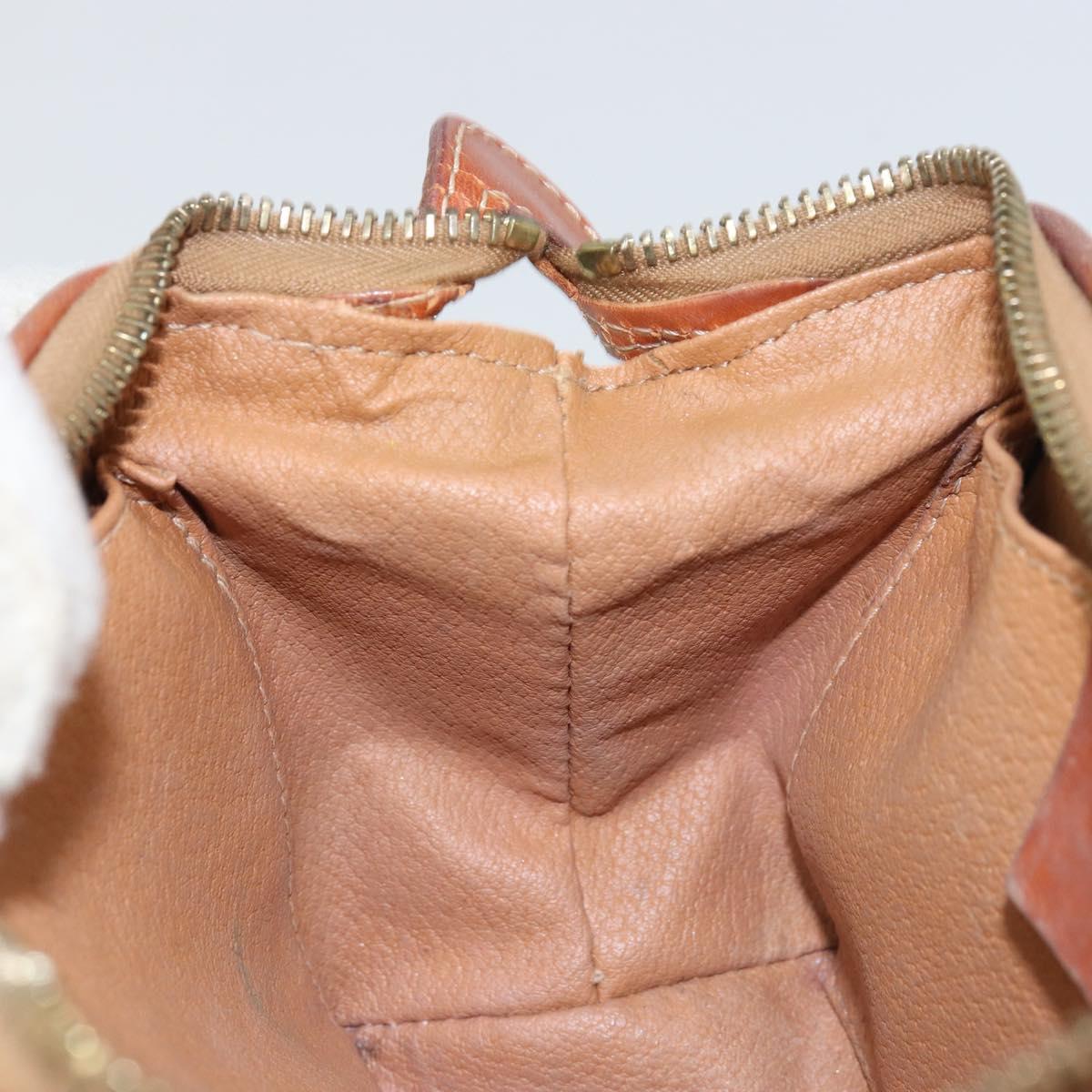 CELINE Macadam Canvas Pouch PVC Leather Brown Gold Auth yk20043