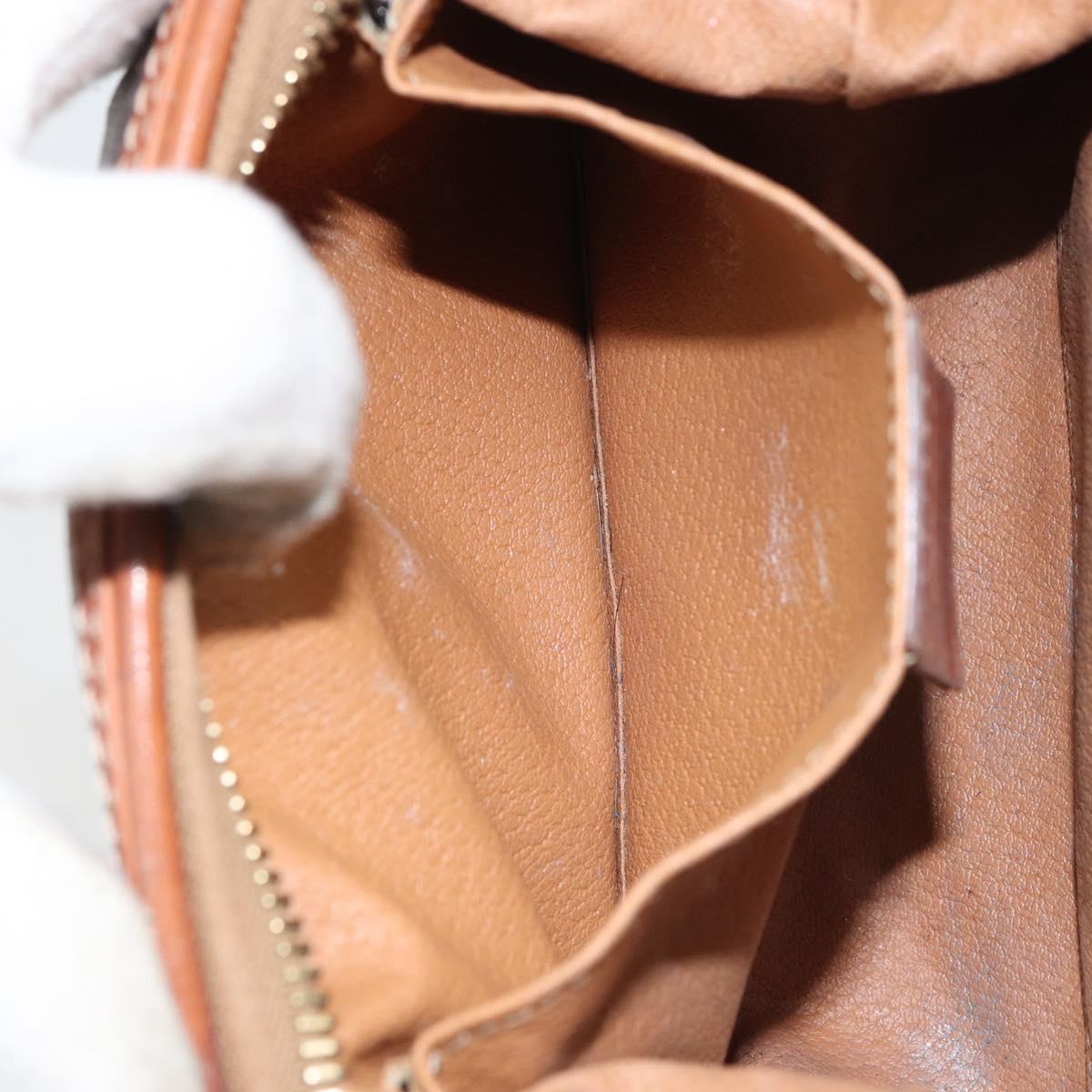 CELINE Macadam Canvas Pouch PVC Leather Brown Gold Auth yk20043