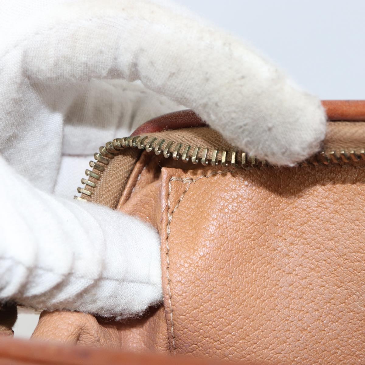 CELINE Macadam Canvas Pouch PVC Leather Brown Gold Auth yk20043