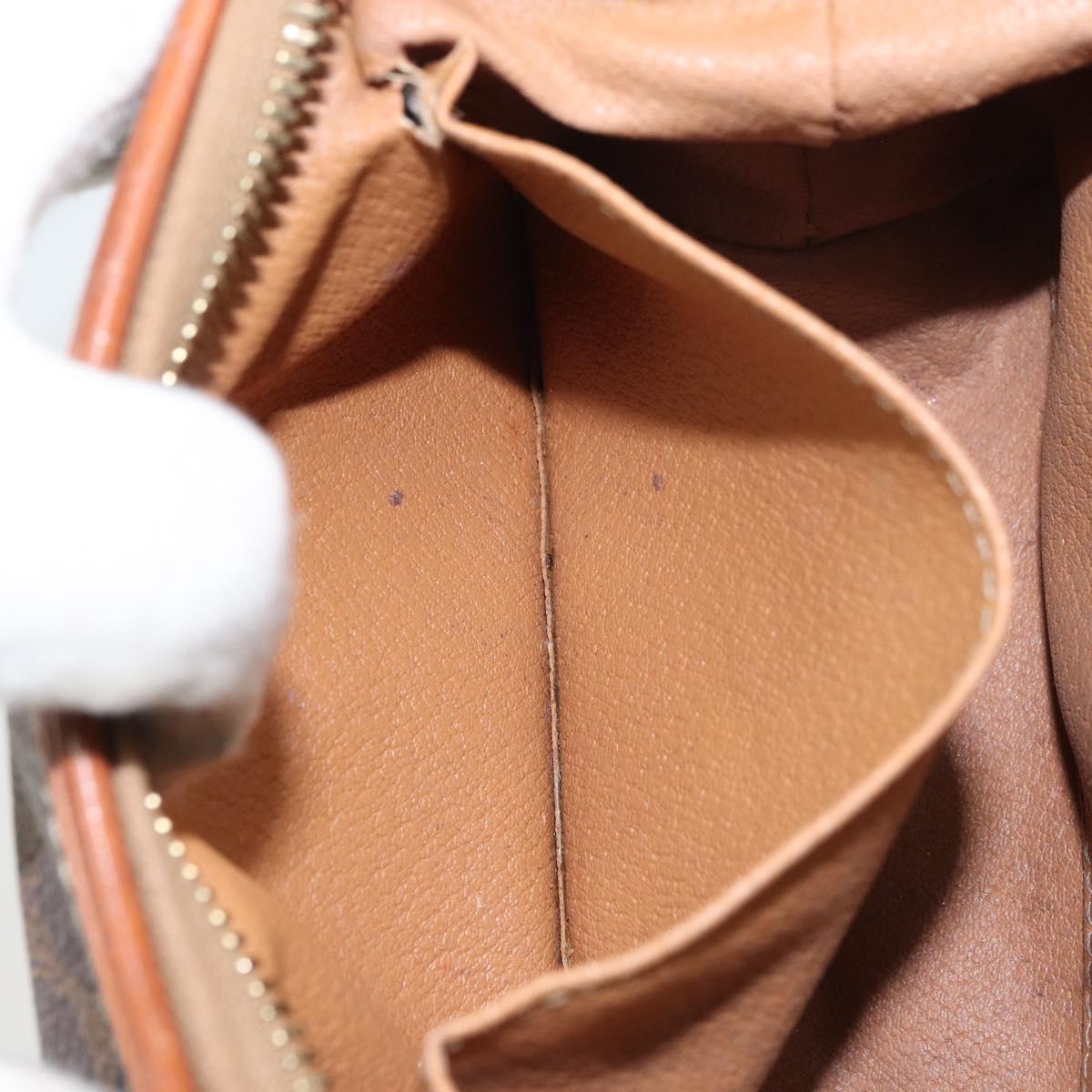 CELINE Macadam Canvas Pouch PVC Leather Brown Gold Auth yk20043