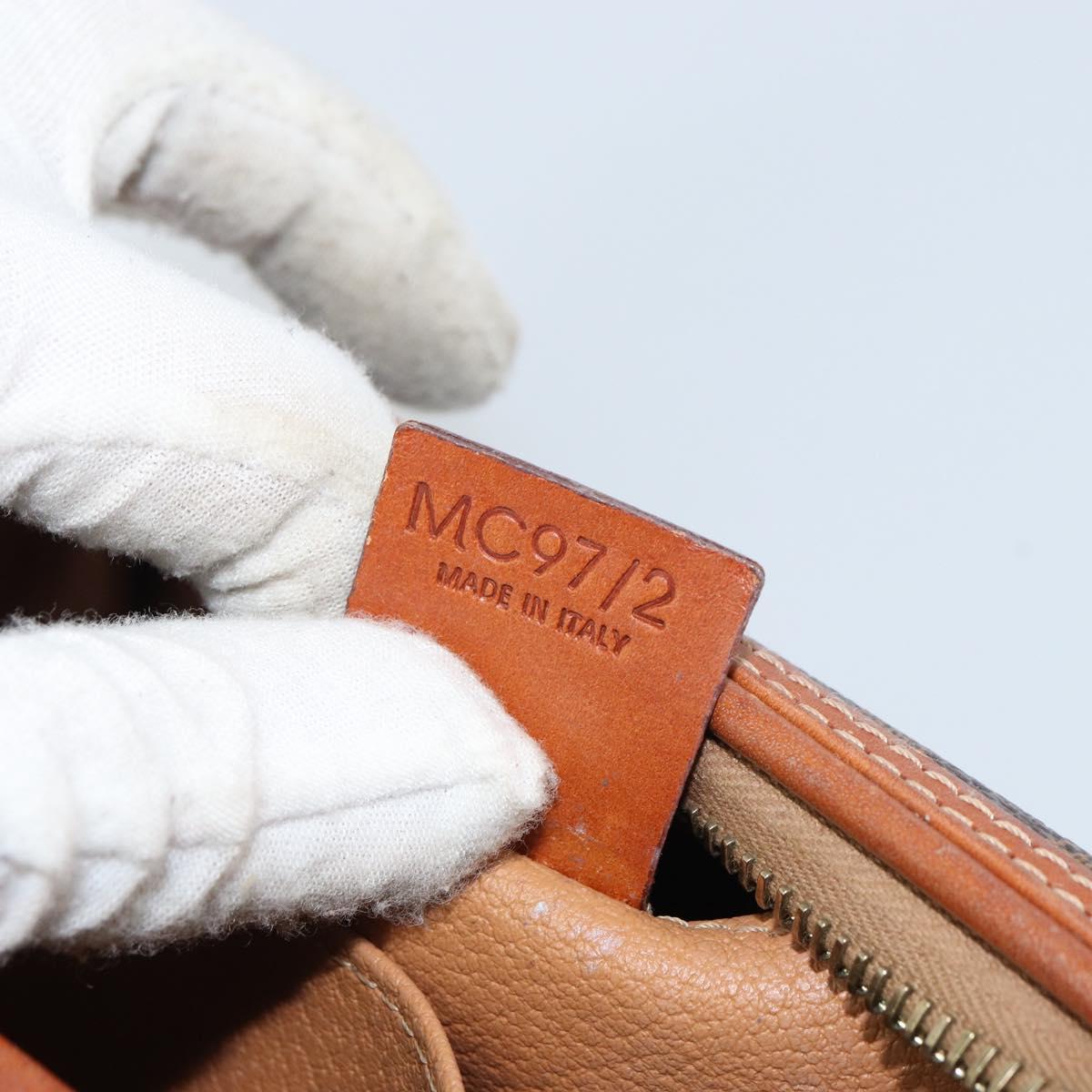 CELINE Macadam Canvas Pouch PVC Leather Brown Gold Auth yk20043