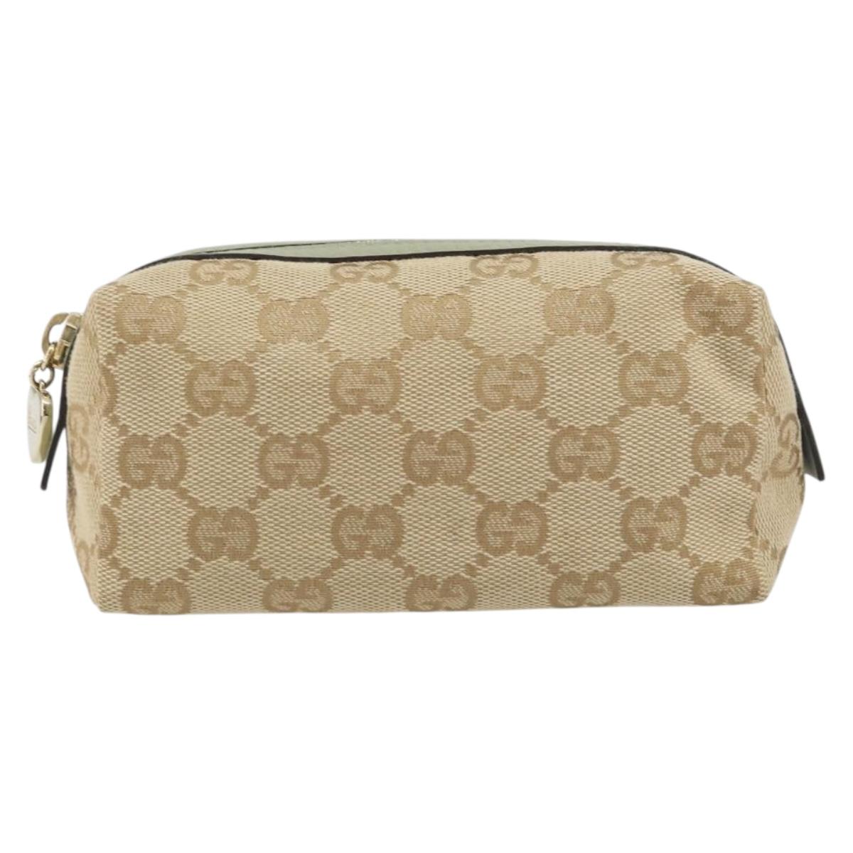 GUCCI GG Canvas Pouch Beige Gold 153228 Auth yk20044V