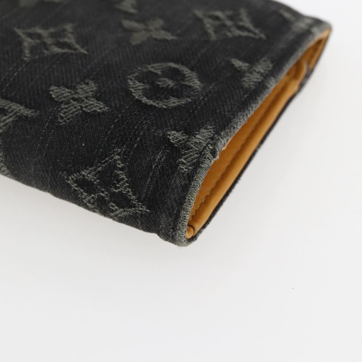 LOUIS VUITTON Denim Portefeuille Amelia Wallet Black M95512 Auth yk20055