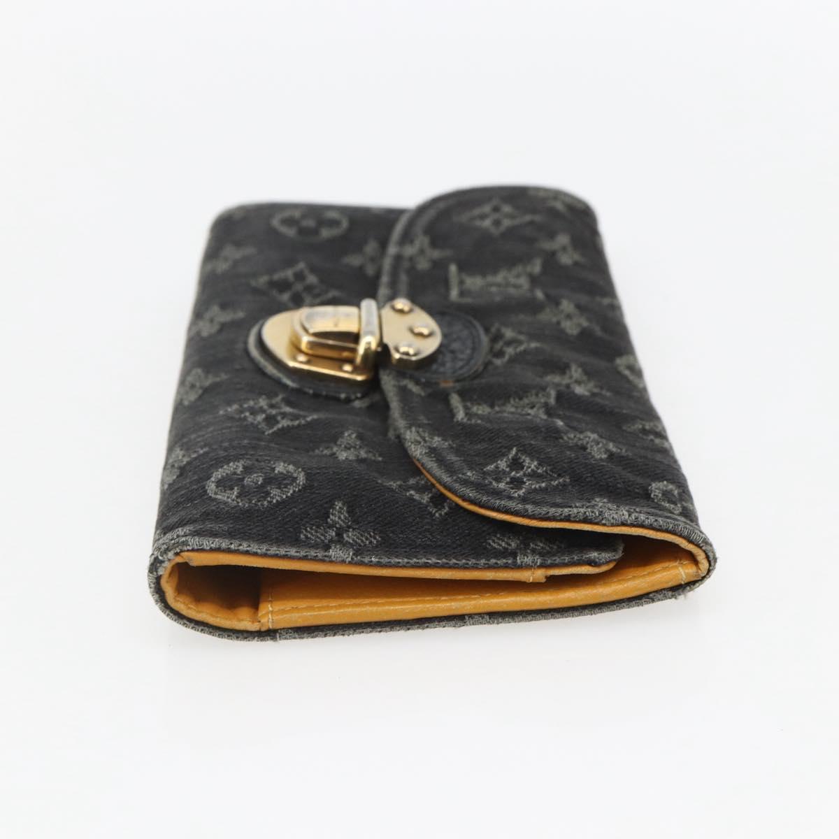 LOUIS VUITTON Denim Portefeuille Amelia Wallet Black M95512 Auth yk20055
