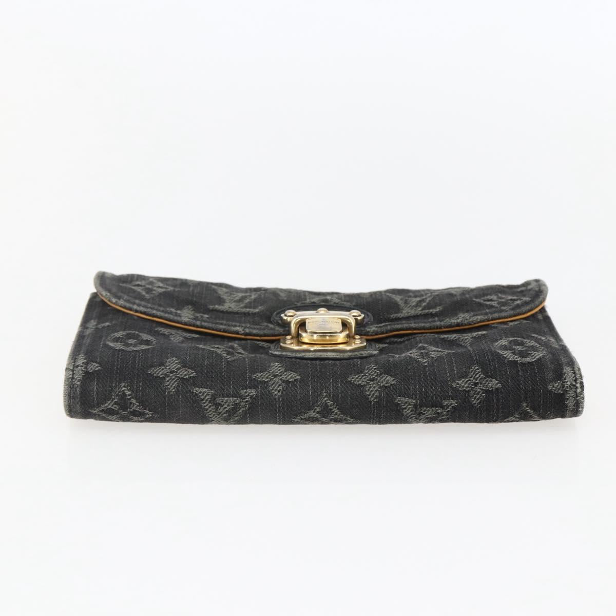 LOUIS VUITTON Denim Portefeuille Amelia Wallet Black M95512 Auth yk20055