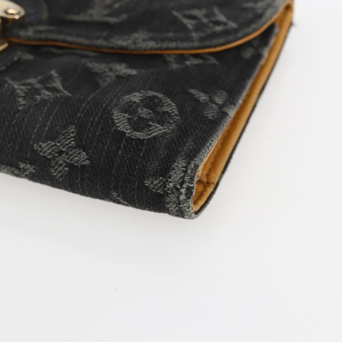 LOUIS VUITTON Denim Portefeuille Amelia Wallet Black M95512 Auth yk20055