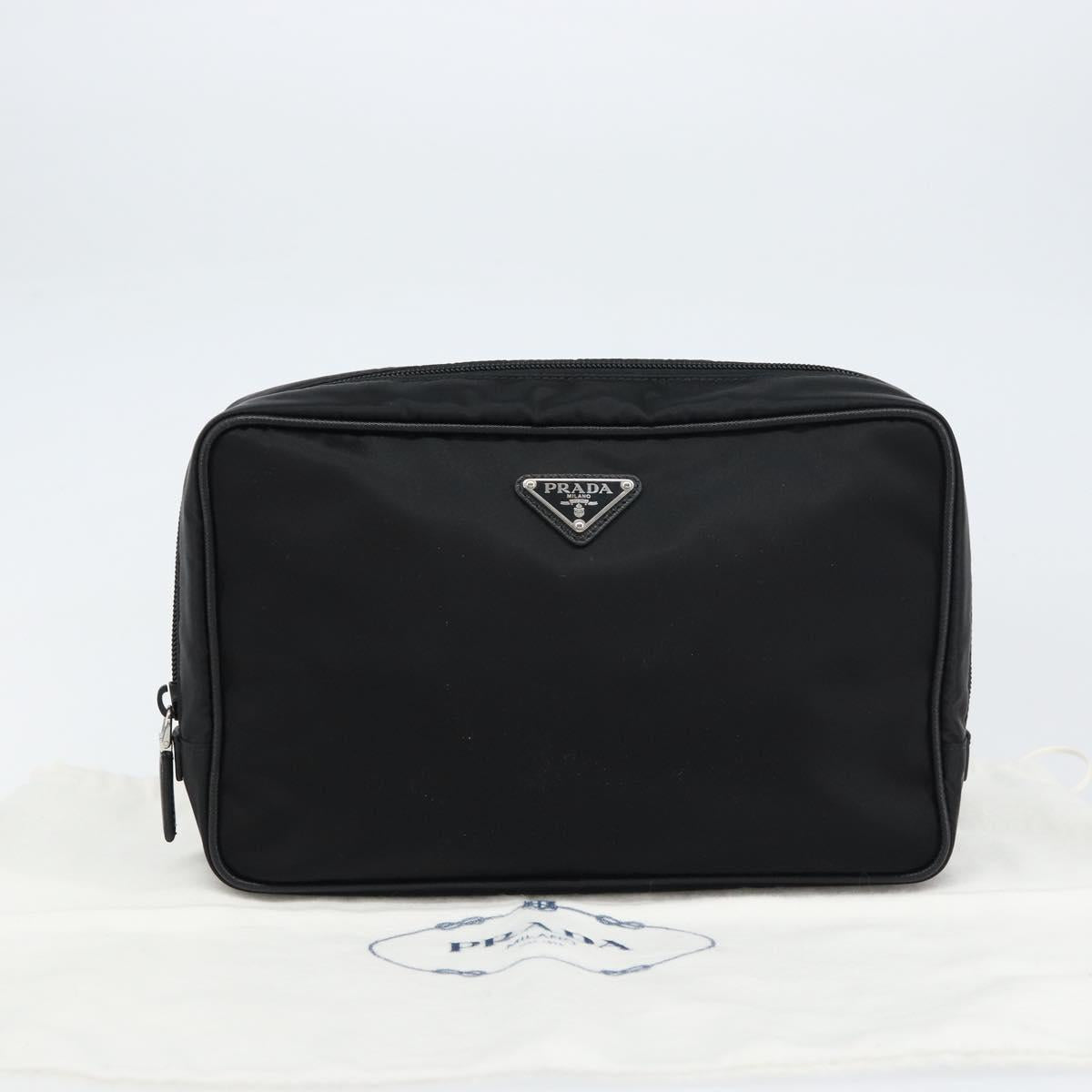 PRADA Shoulder Bag Nylon Black Silver Auth yk20057V
