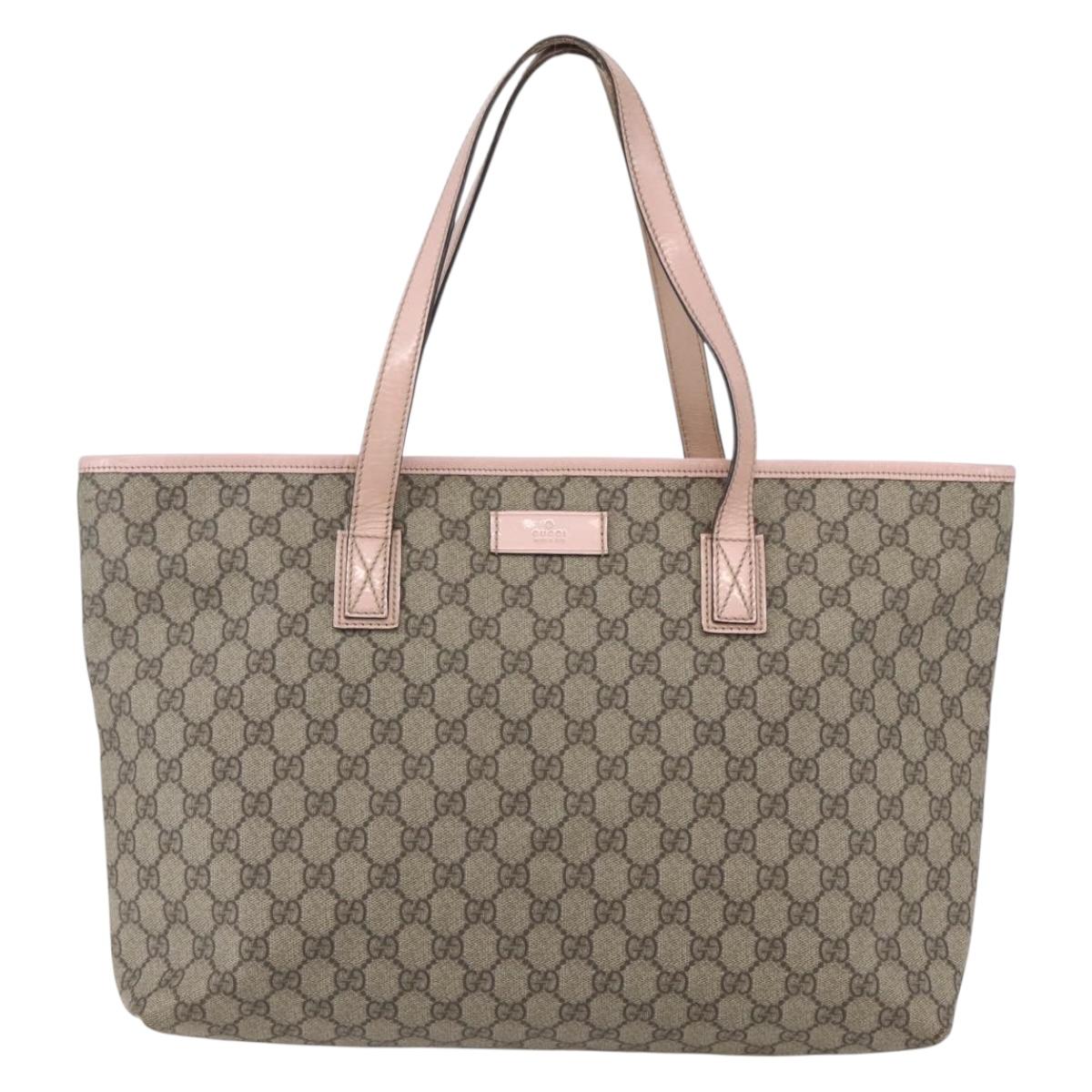 GUCCI GG Supreme Tote Bag PVC Beige 211137 Auth yk20059