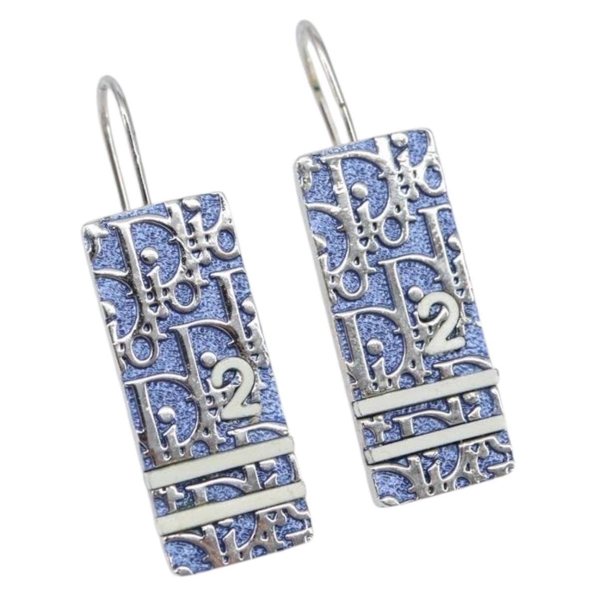 Christian Dior Pierce Earring metal Blue Auth yk20067
