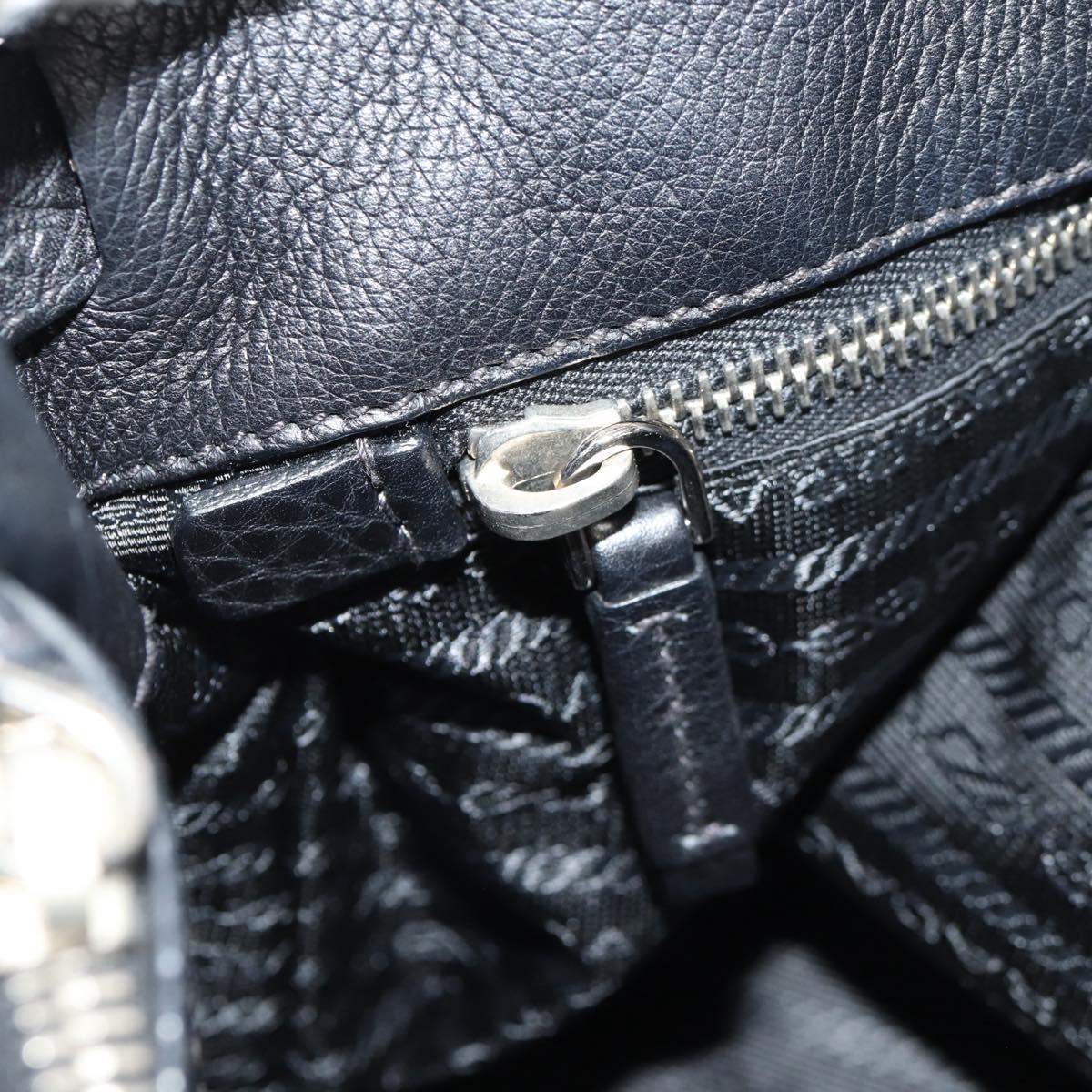 PRADA Shoulder Bag Leather Black Silver BR3250 Auth yk20080V