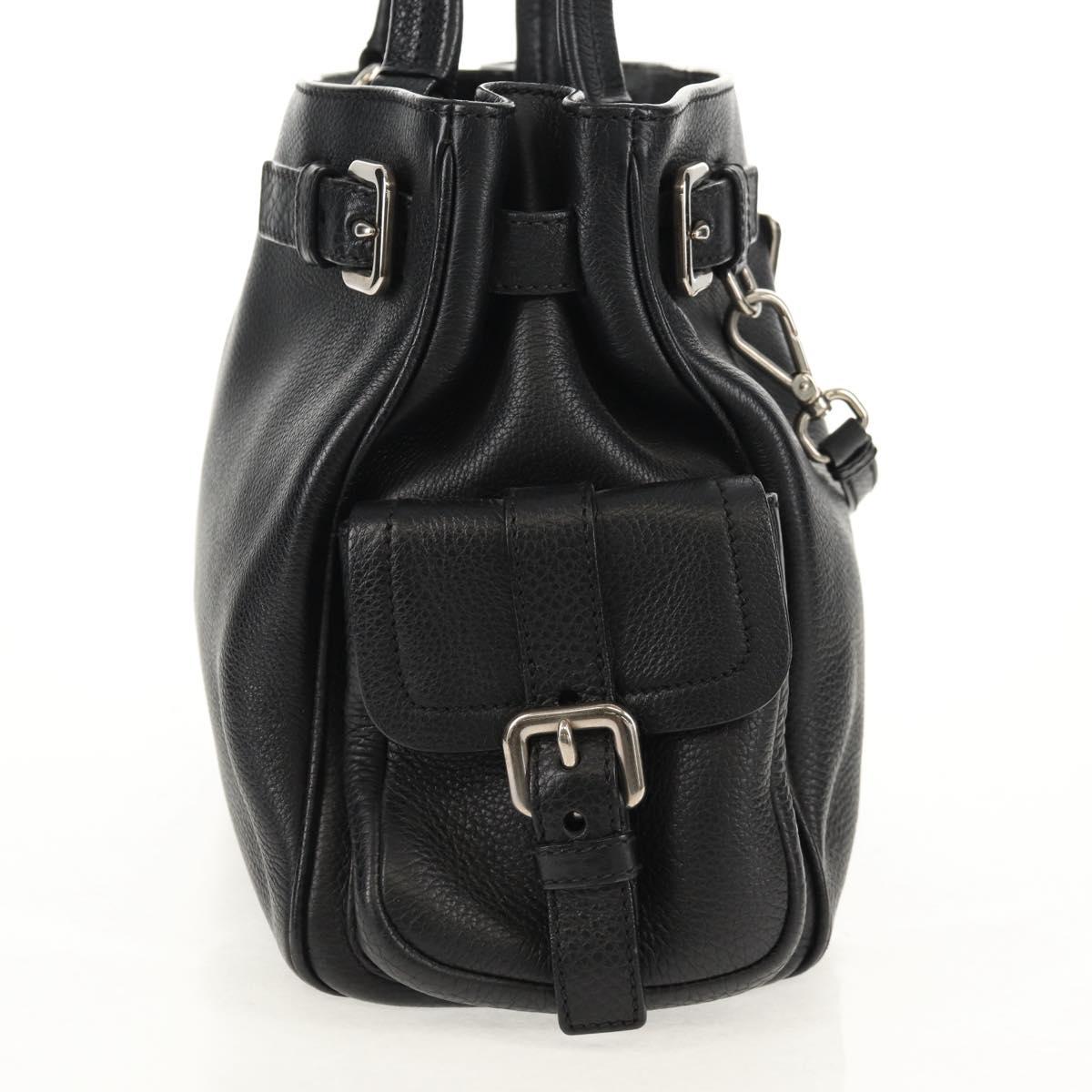 PRADA Shoulder Bag Leather Black Silver BR3250 Auth yk20080V