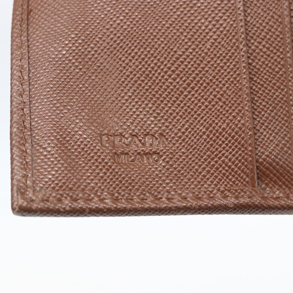 PRADA Compact Wallet Safiano leather Brown Gold Auth yk20082