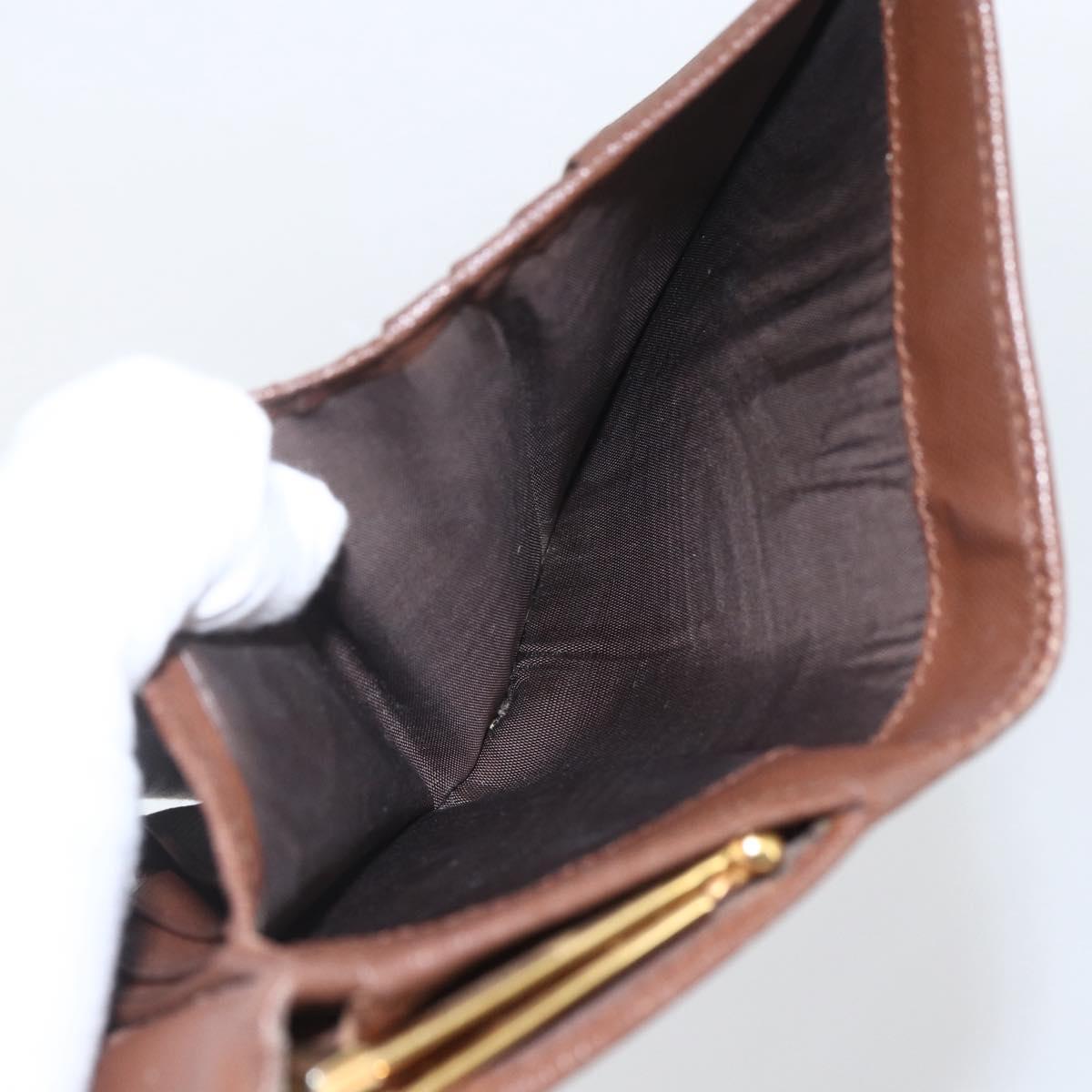 PRADA Compact Wallet Safiano leather Brown Gold Auth yk20082