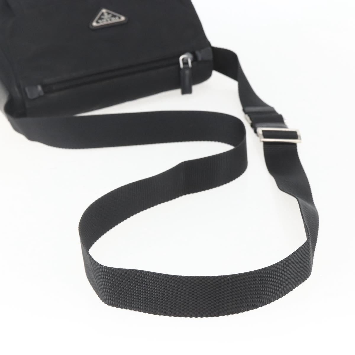 PRADA Shoulder Bag Nylon Black Silver Auth yk20084V