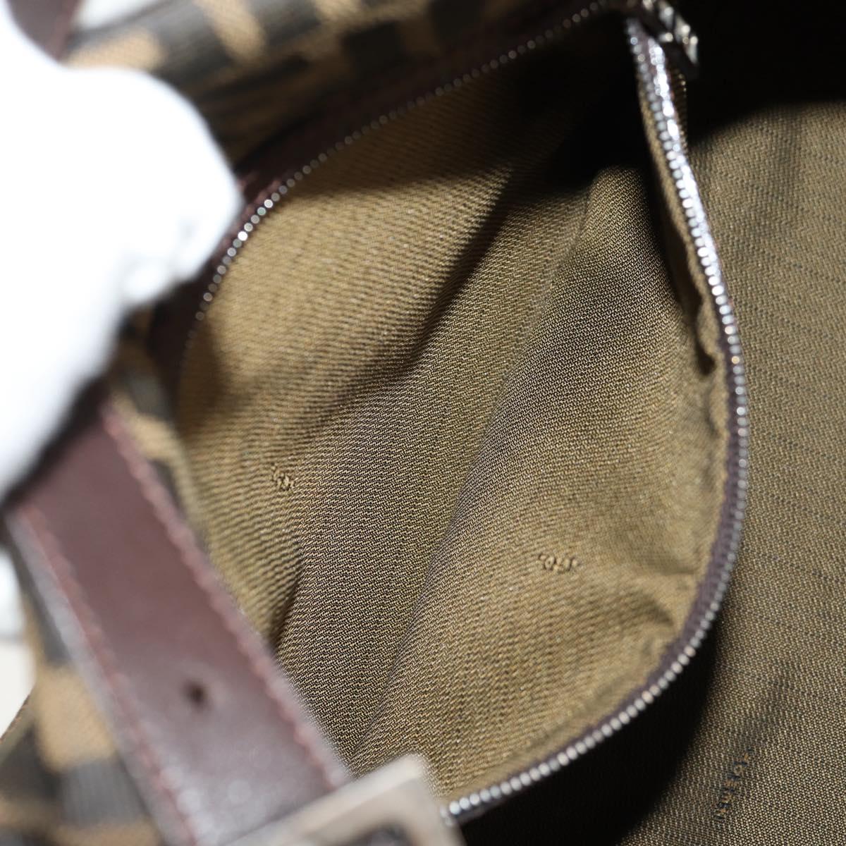 FENDI Zucca Canvas Mamma Baguette Shoulder Bag Black Brown Auth yk20092V