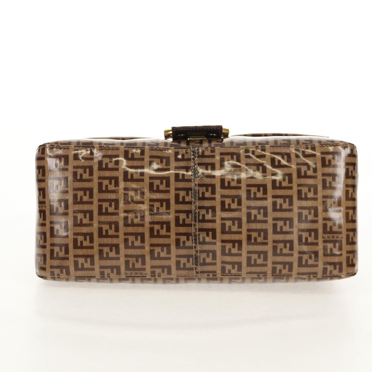 FENDI Zucchino Canvas Mamma Baguette Bag Enamel Beige Gold Auth yk20093V