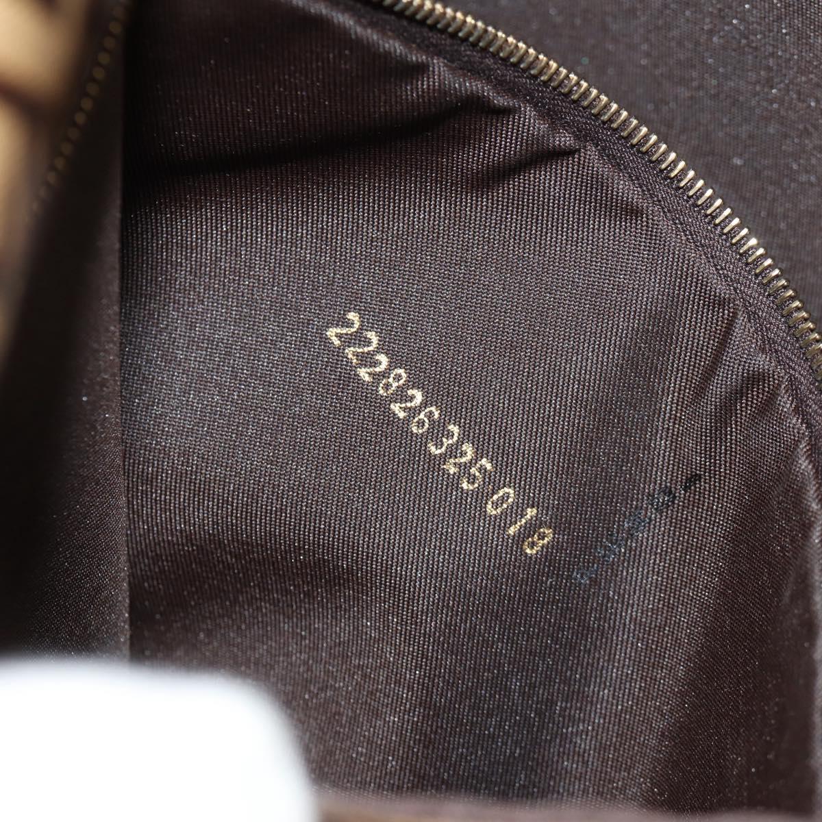 FENDI Zucchino Canvas Mamma Baguette Bag Enamel Beige Gold Auth yk20093V