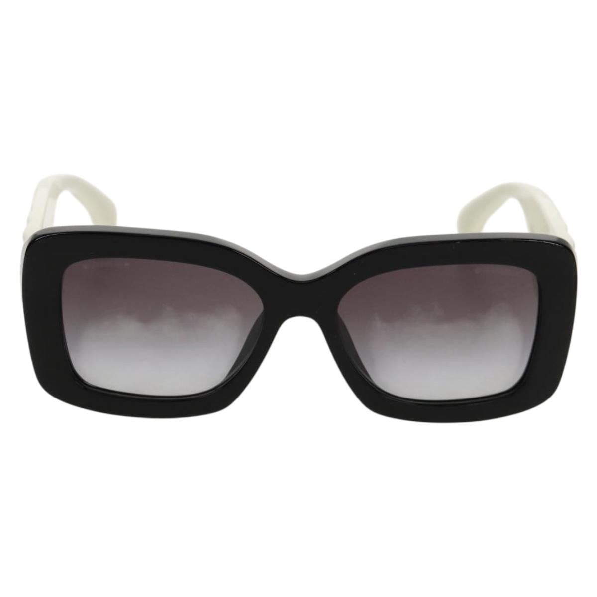 CHANEL COCO Mark Sunglasses plastic Black White CC Auth yk20094V