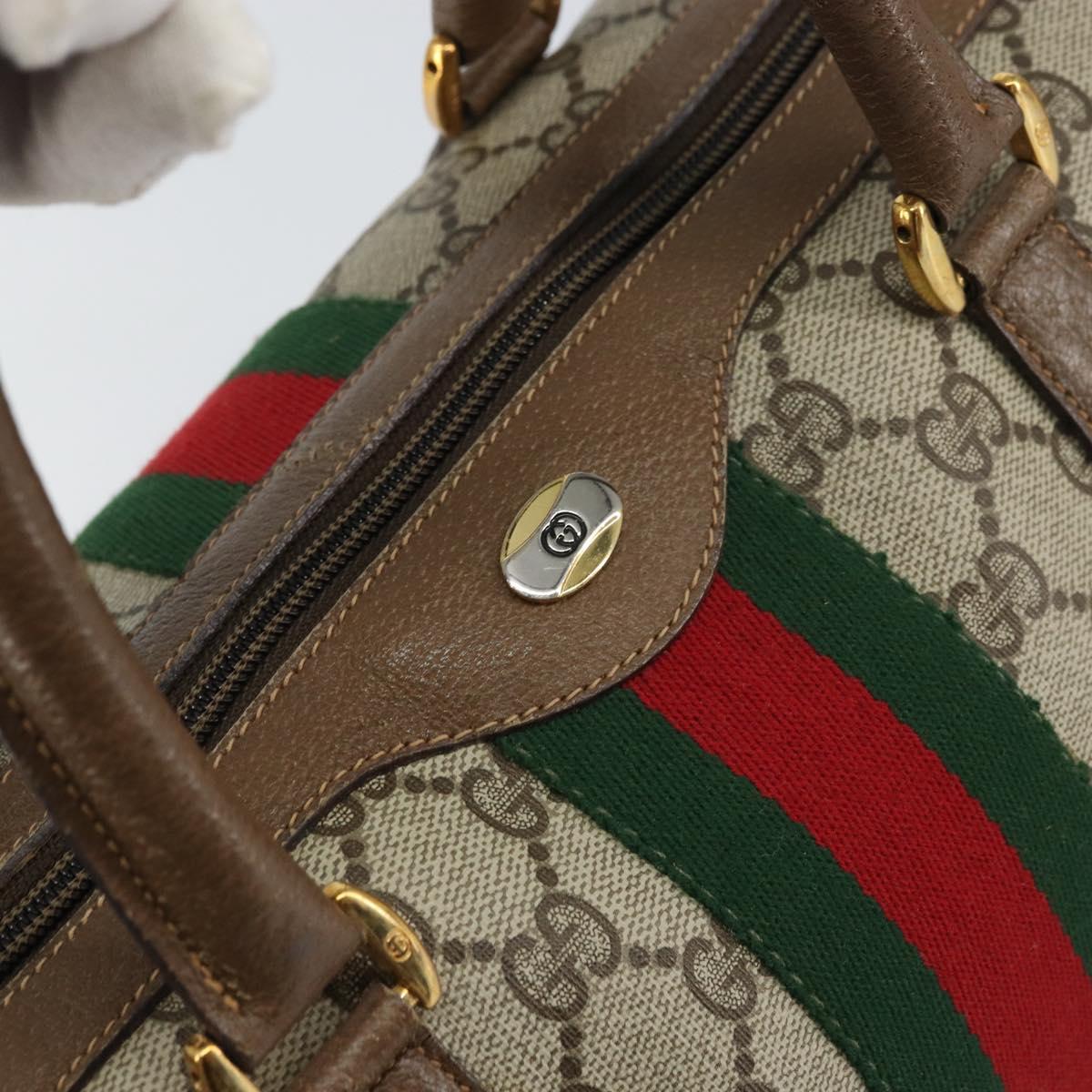 GUCCI GG Supreme Web Sherry Line Bag PVC Beige Gold 39 02 007 Auth yk20098