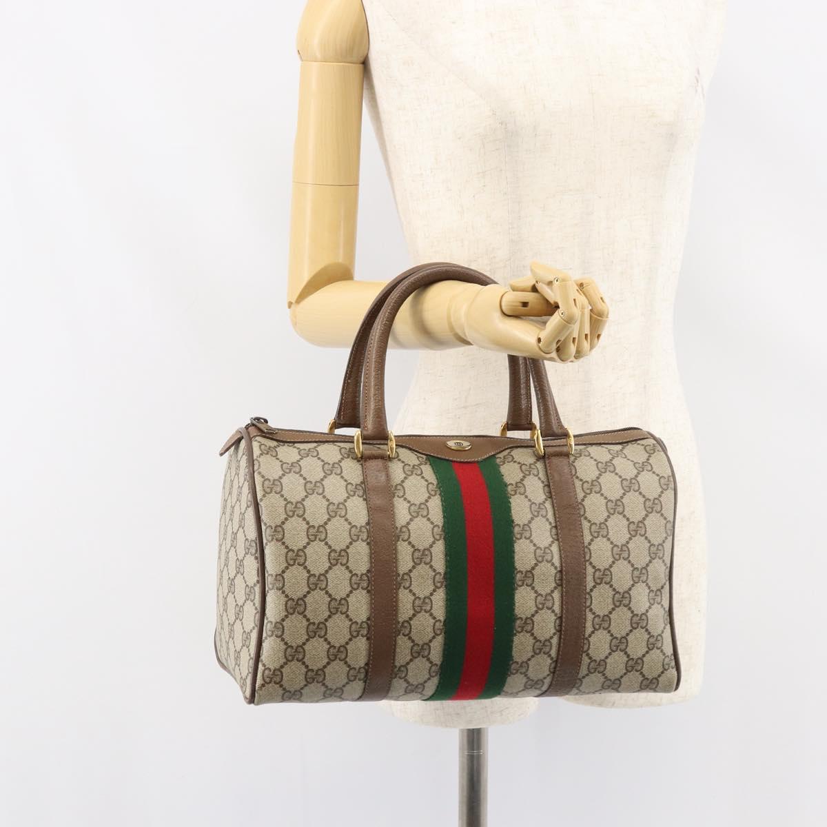 GUCCI GG Supreme Web Sherry Line Bag PVC Beige Gold 39 02 007 Auth yk20098