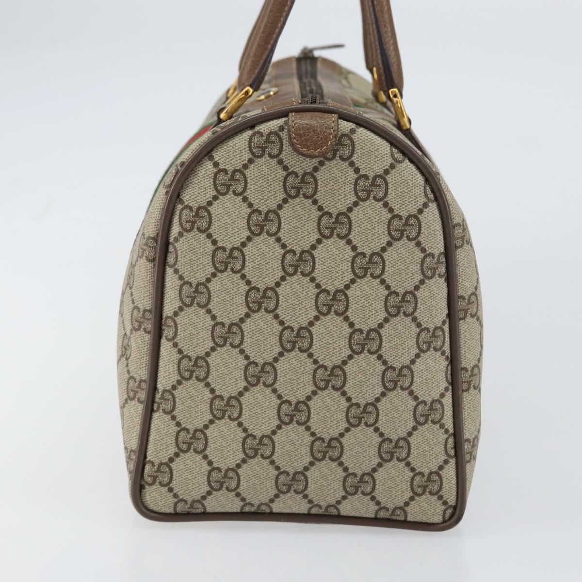 GUCCI GG Supreme Web Sherry Line Bag PVC Beige Gold 39 02 007 Auth yk20098