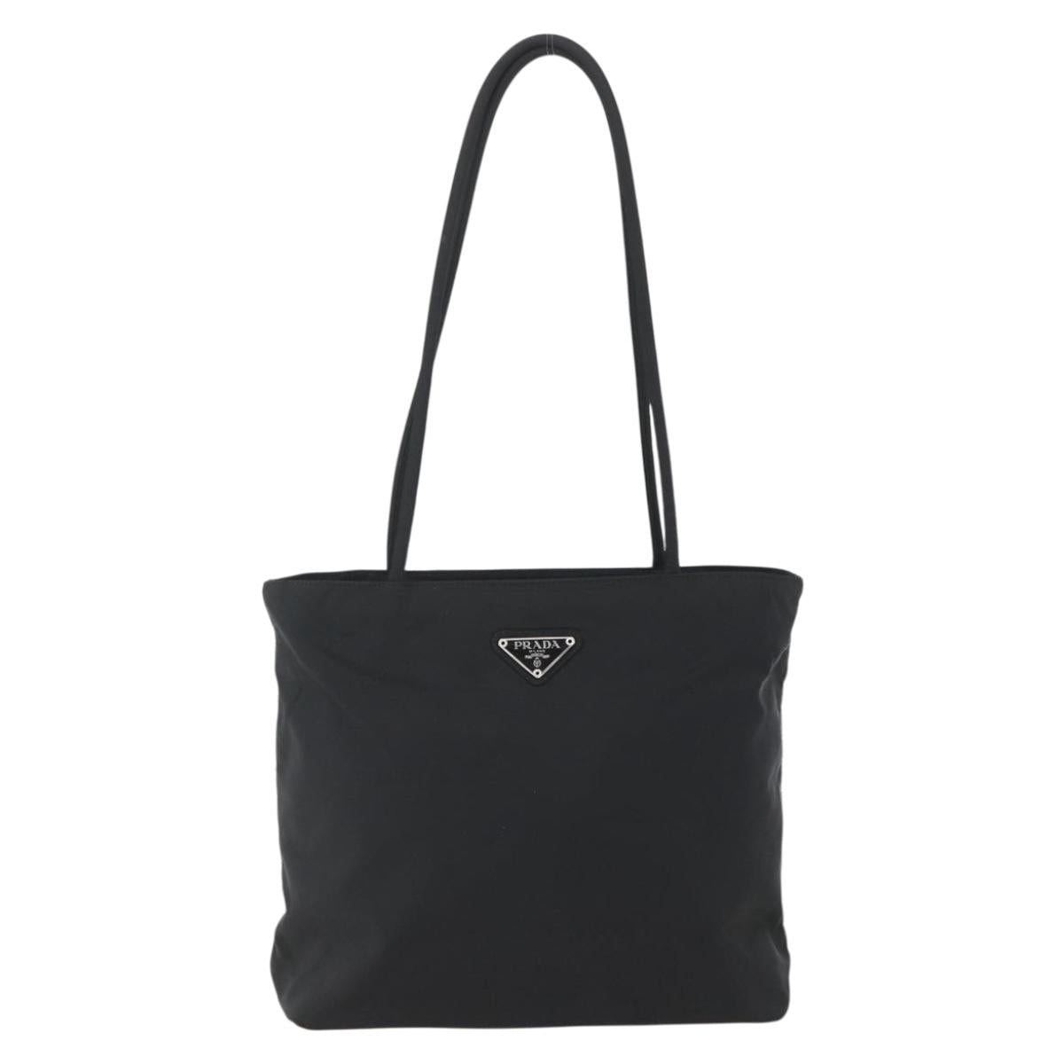 PRADA Tote Bag Nylon Black Silver Auth yk20104V
