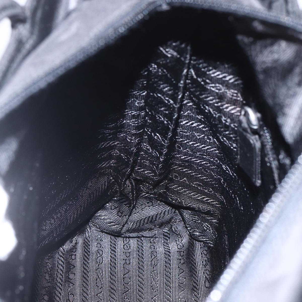 PRADA Tote Bag Nylon Black Silver Auth yk20104V