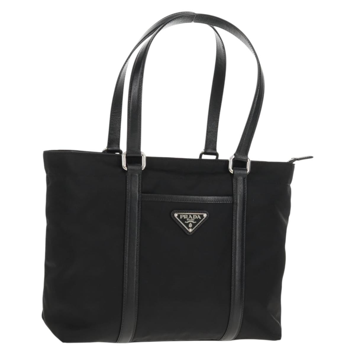 PRADA Tote Bag Nylon Black Silver BR2311 Auth yk20106V