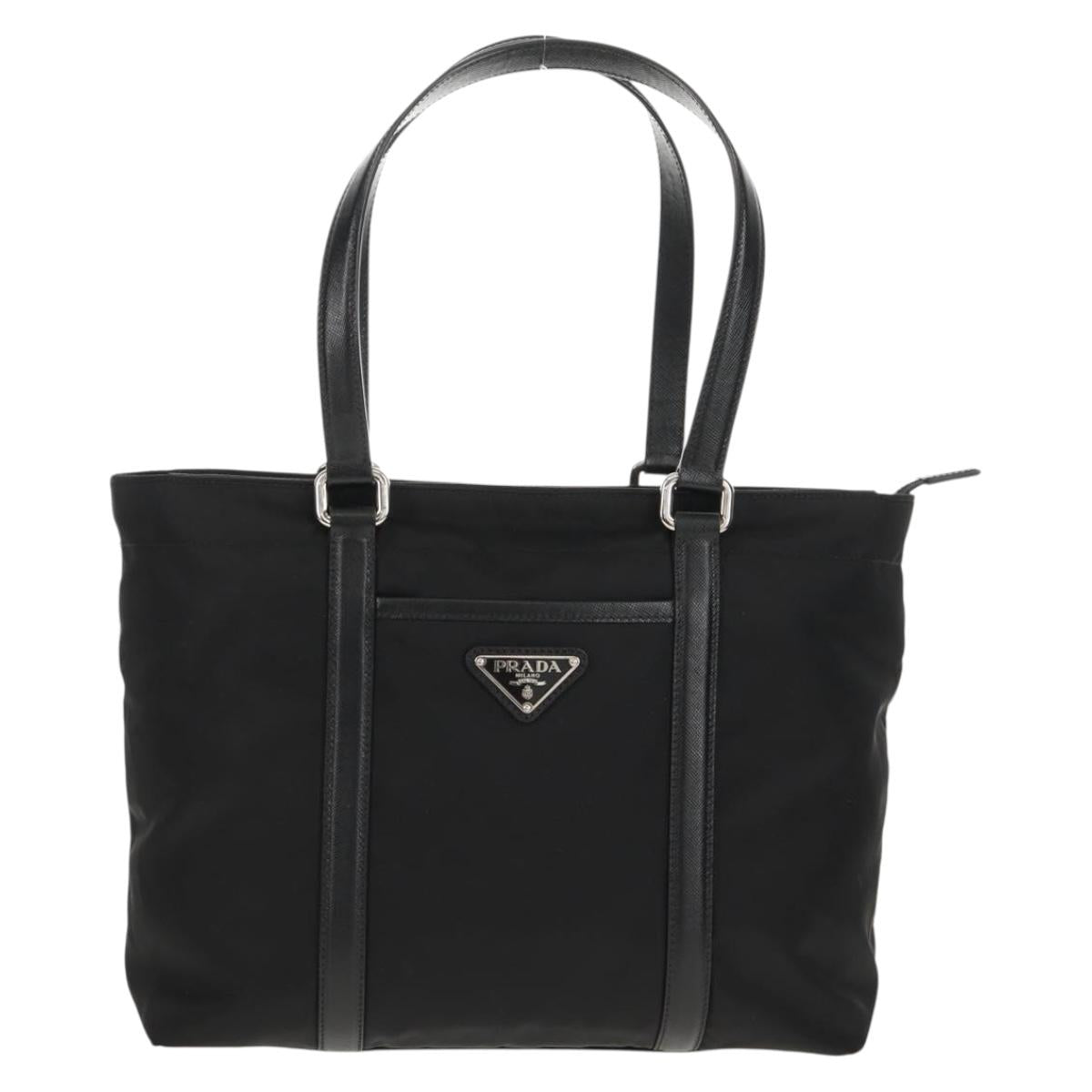 PRADA Tote Bag Nylon Black Silver BR2311 Auth yk20106V