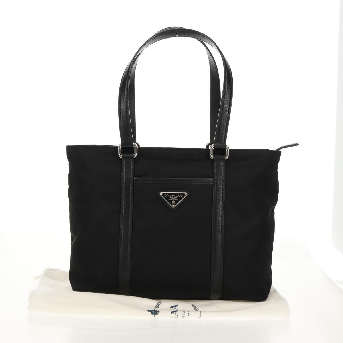 PRADA Tote Bag Nylon Black Silver BR2311 Auth yk20106V