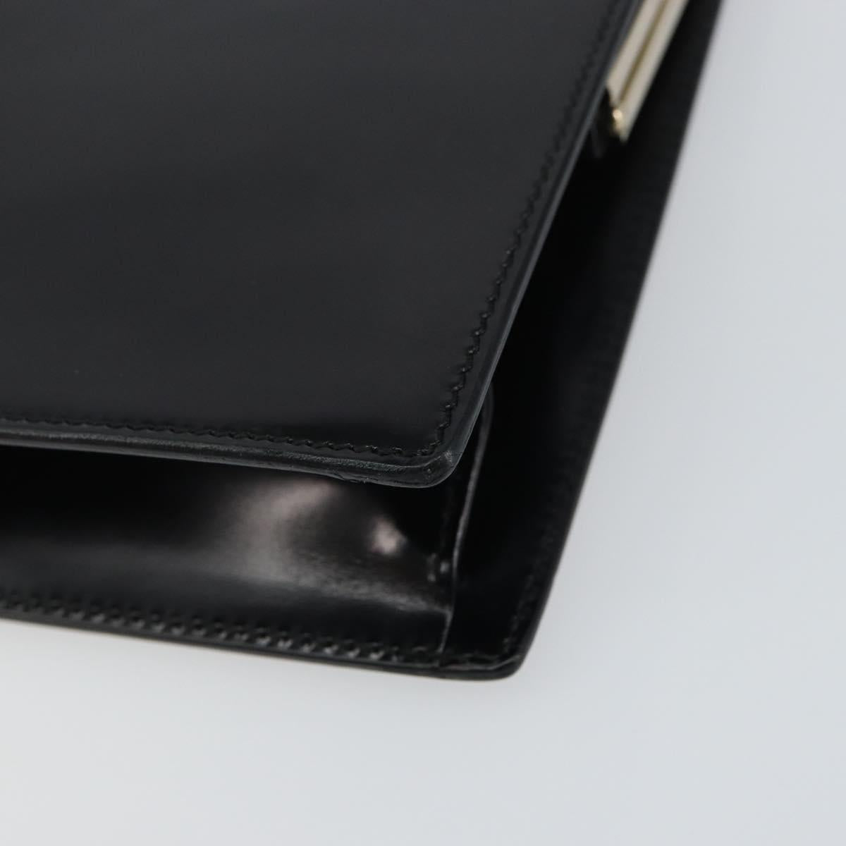 GUCCI Hand Bag Leather Black Gold Auth yk20107A