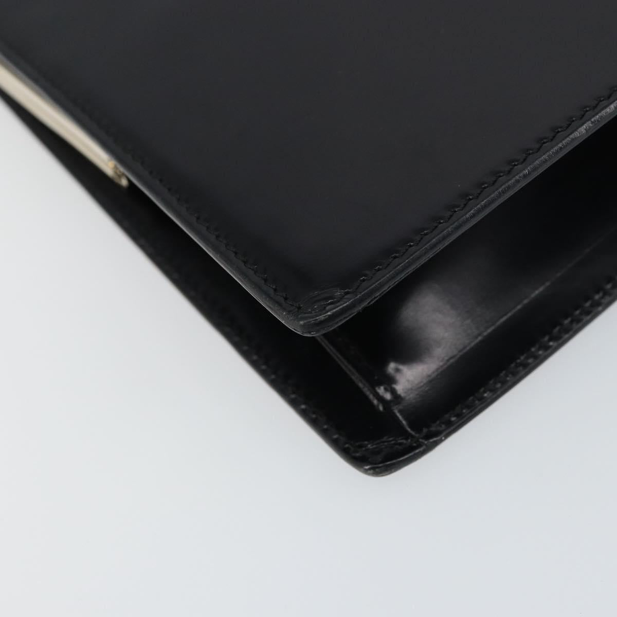 GUCCI Hand Bag Leather Black Gold Auth yk20107A