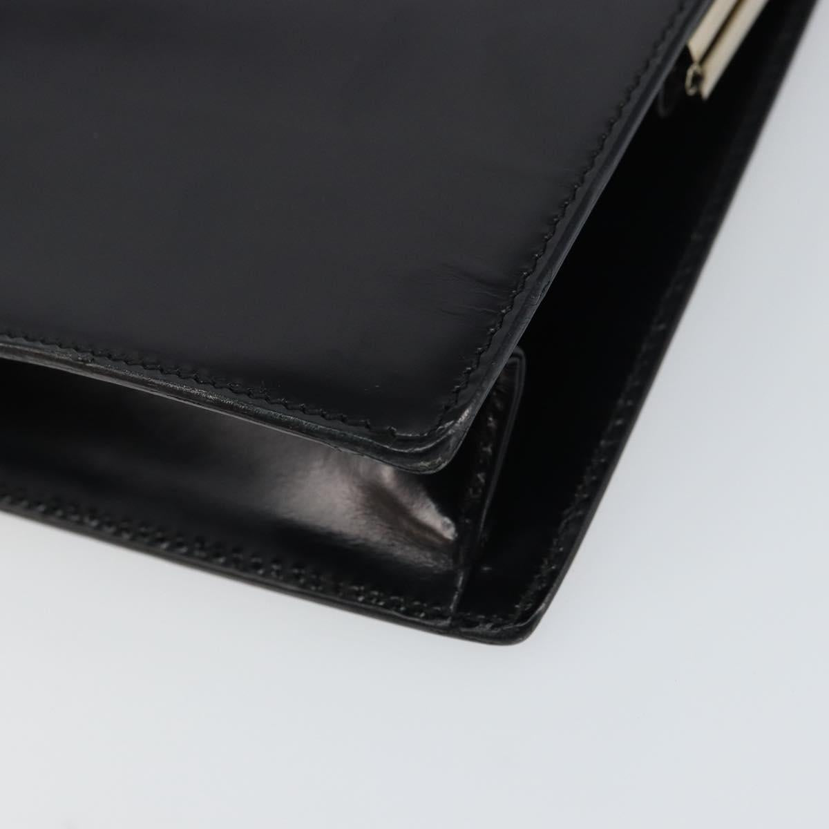 GUCCI Hand Bag Leather Black Gold Auth yk20107A