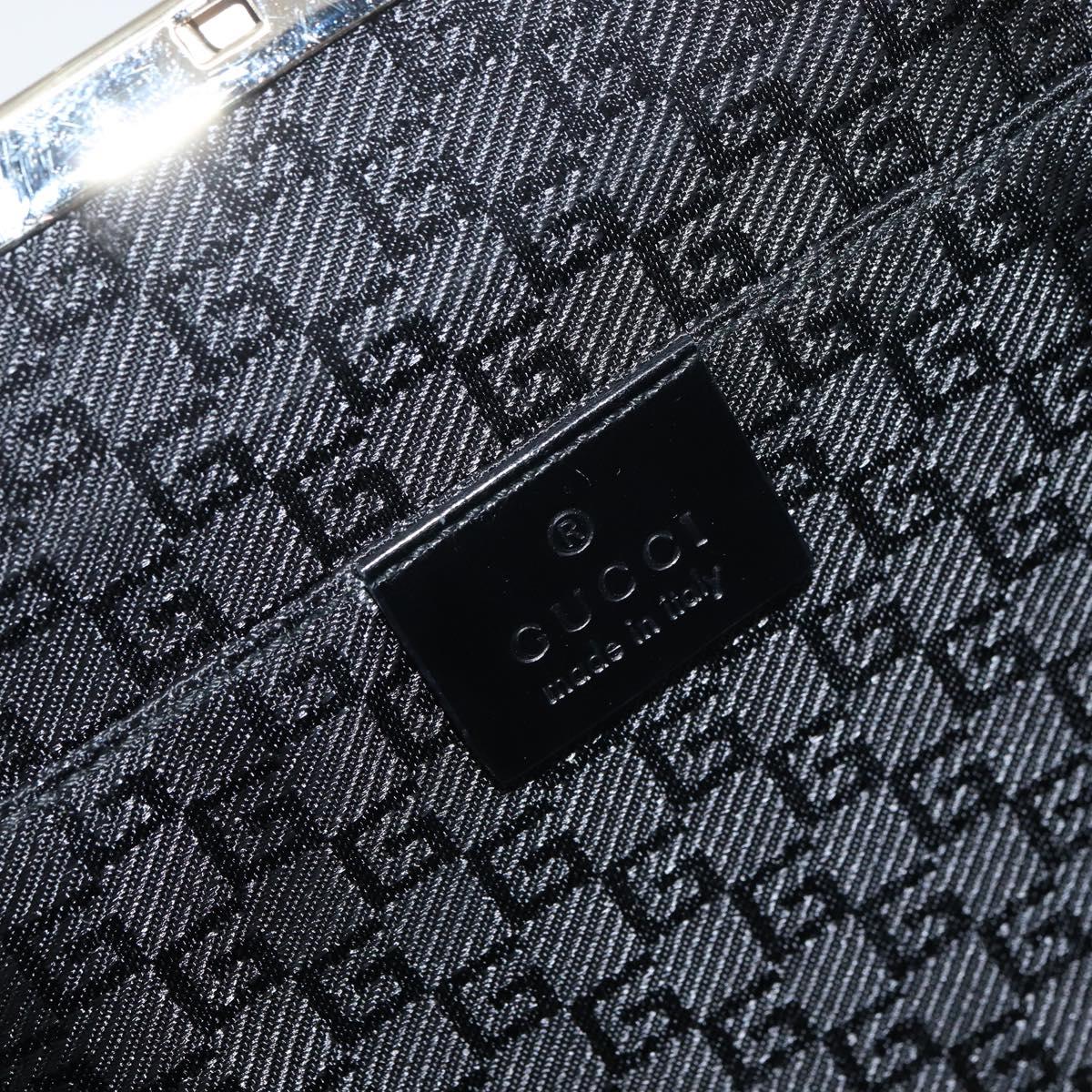 GUCCI Hand Bag Leather Black Gold Auth yk20107A