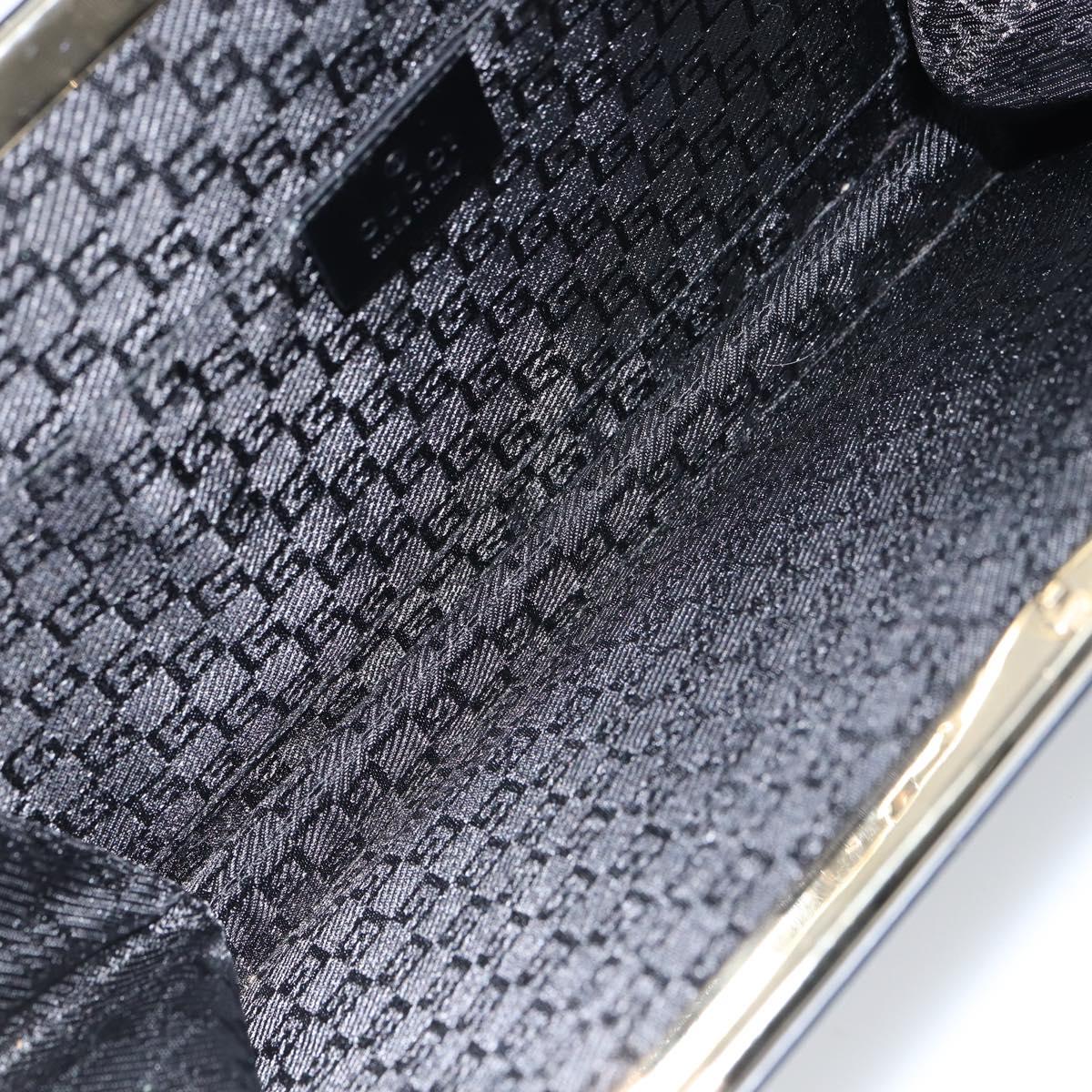 GUCCI Hand Bag Leather Black Gold Auth yk20107A