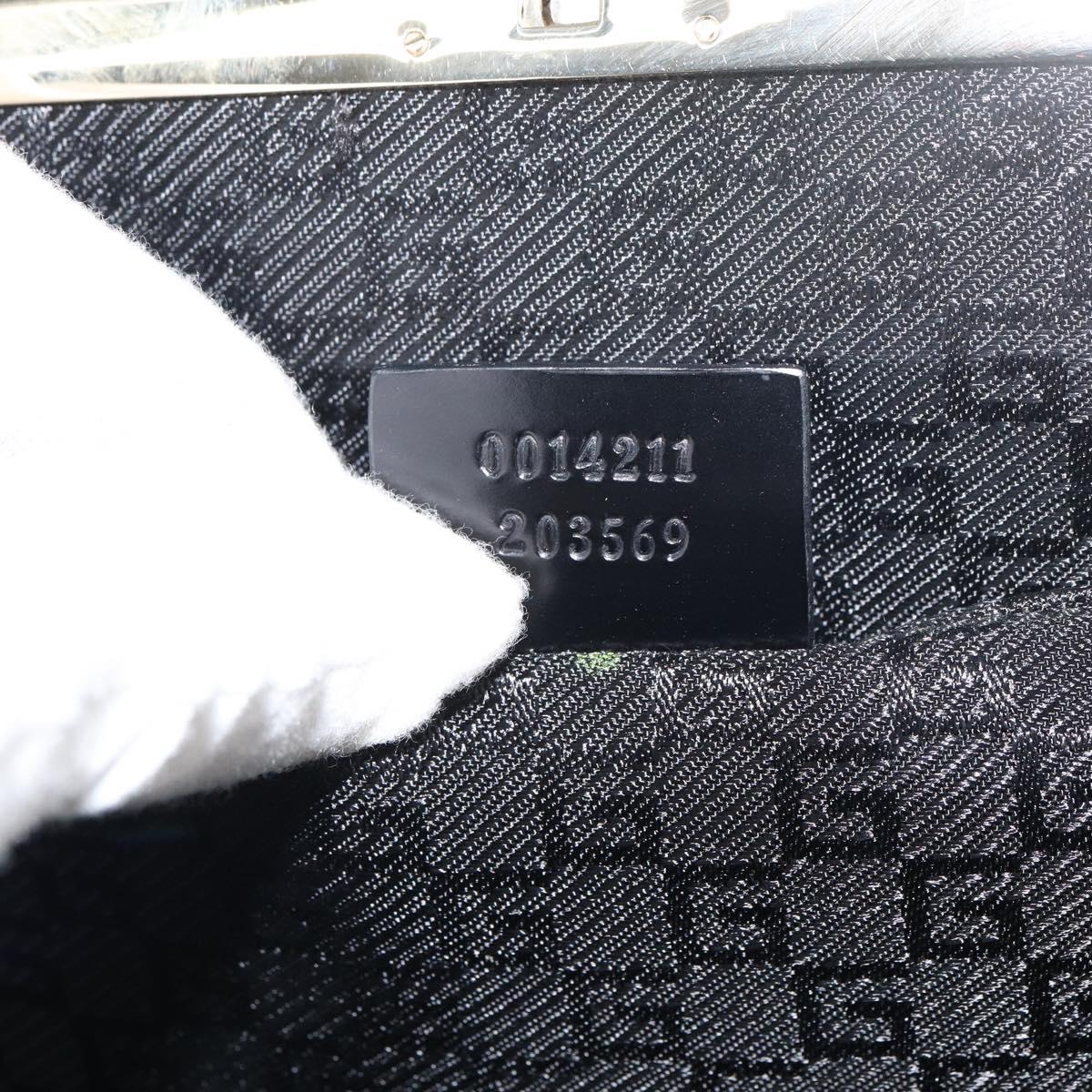 GUCCI Hand Bag Leather Black Gold Auth yk20107A