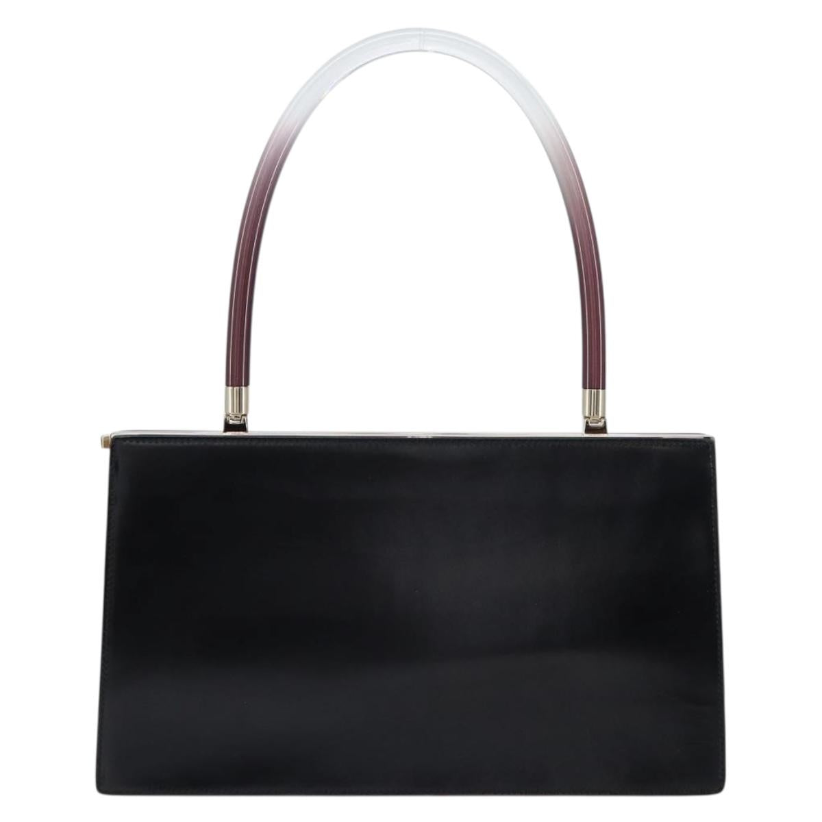 GUCCI Hand Bag Leather Black Gold Auth yk20107A