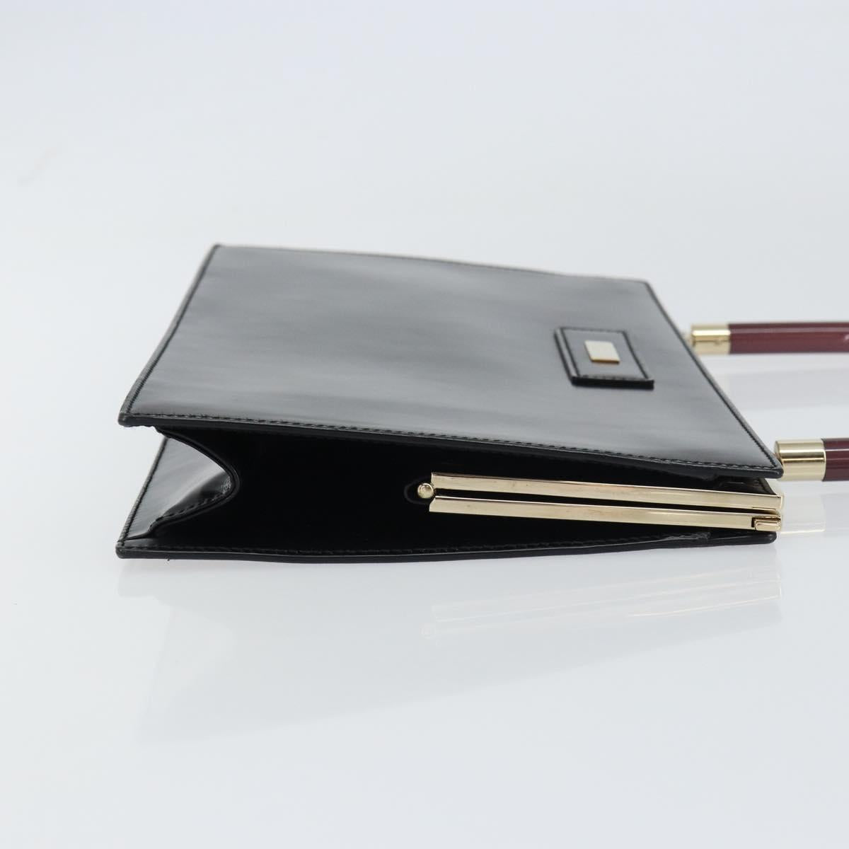 GUCCI Hand Bag Leather Black Gold Auth yk20107A