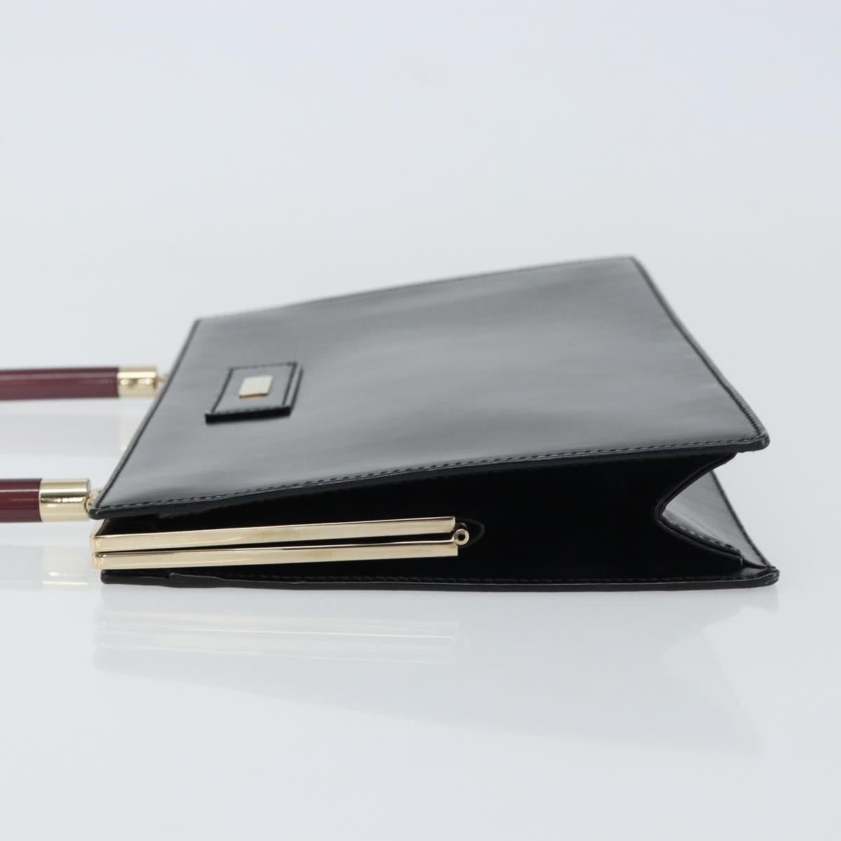 GUCCI Hand Bag Leather Black Gold Auth yk20107A